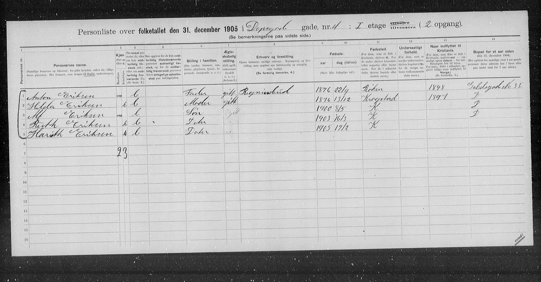 OBA, Kommunal folketelling 31.12.1905 for Kristiania kjøpstad, 1905, s. 8238