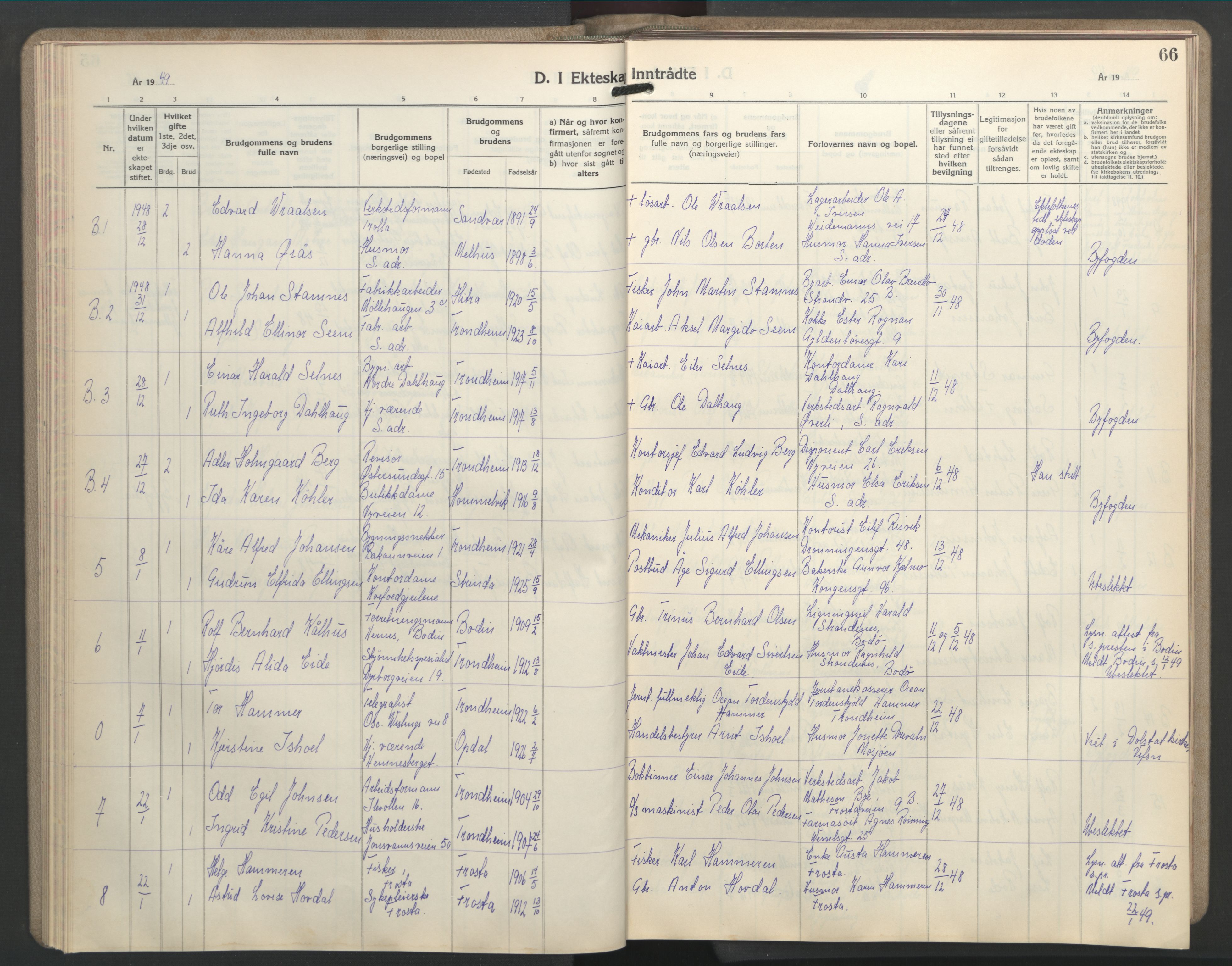 Ministerialprotokoller, klokkerbøker og fødselsregistre - Sør-Trøndelag, AV/SAT-A-1456/603/L0177: Klokkerbok nr. 603C05, 1941-1952, s. 66