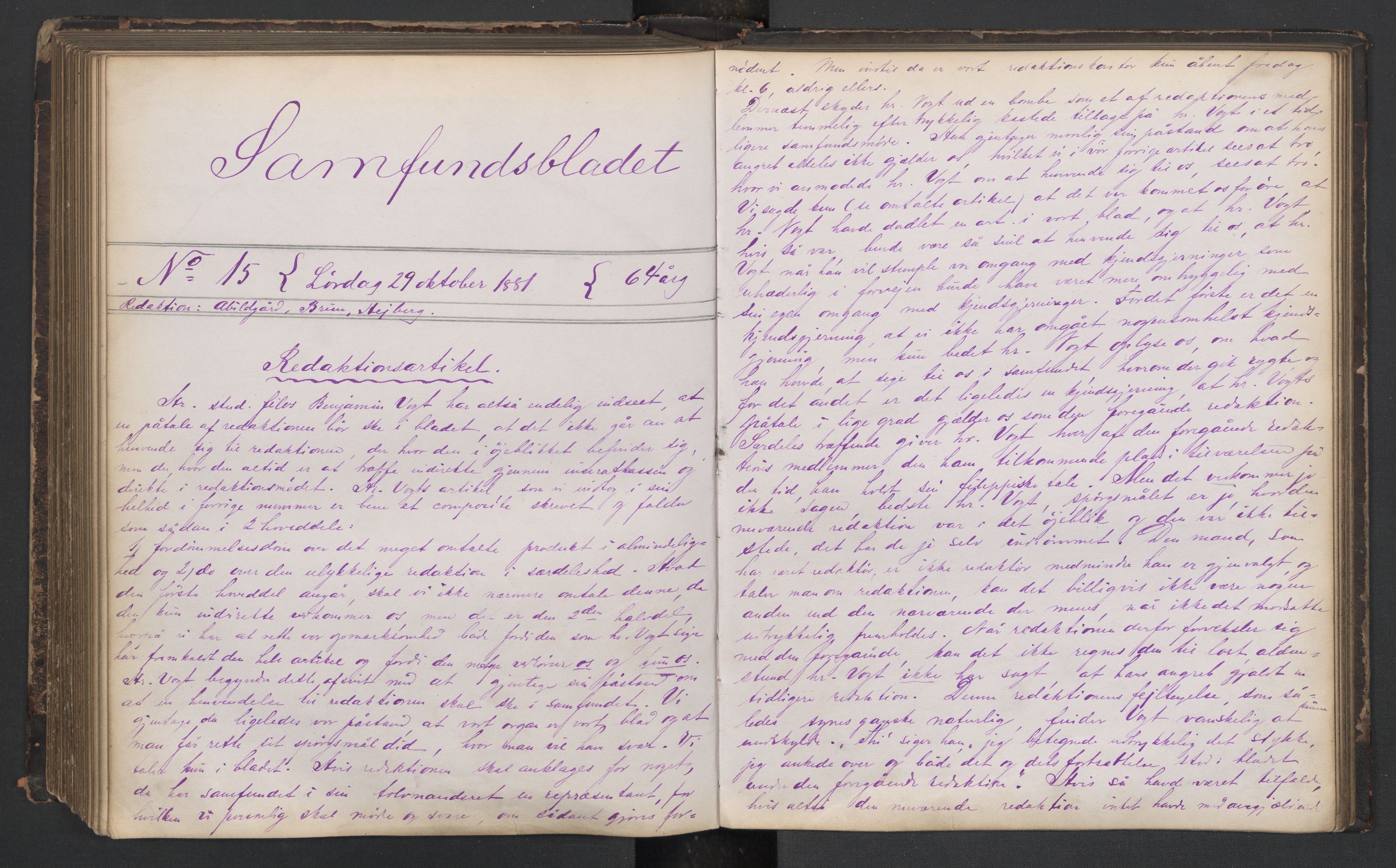 Det Norske Studentersamfund, AV/RA-PA-1322/X/Xa/L0011/0001: -- / Samfundsbladet, 1878-1882, s. 201