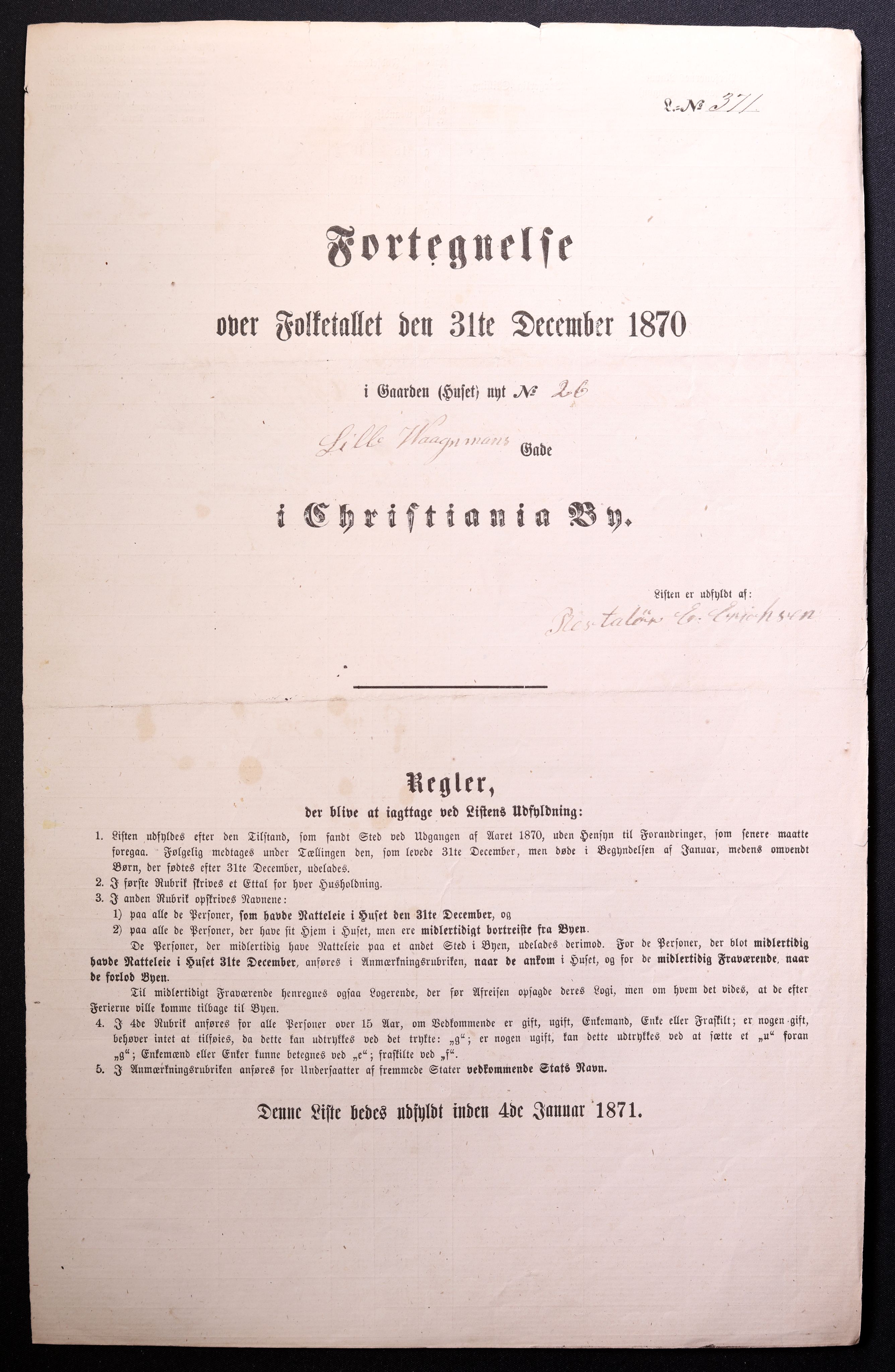 RA, Folketelling 1870 for 0301 Kristiania kjøpstad, 1870, s. 2010