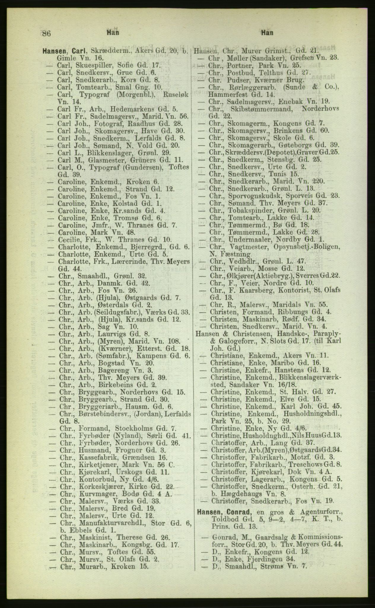 Kristiania/Oslo adressebok, PUBL/-, 1883, s. 86