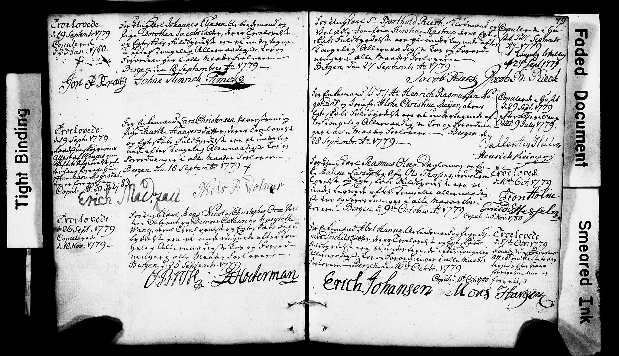 Domkirken sokneprestembete, SAB/A-74801: Forlovererklæringer nr. II.5.1, 1767-1792, s. 79
