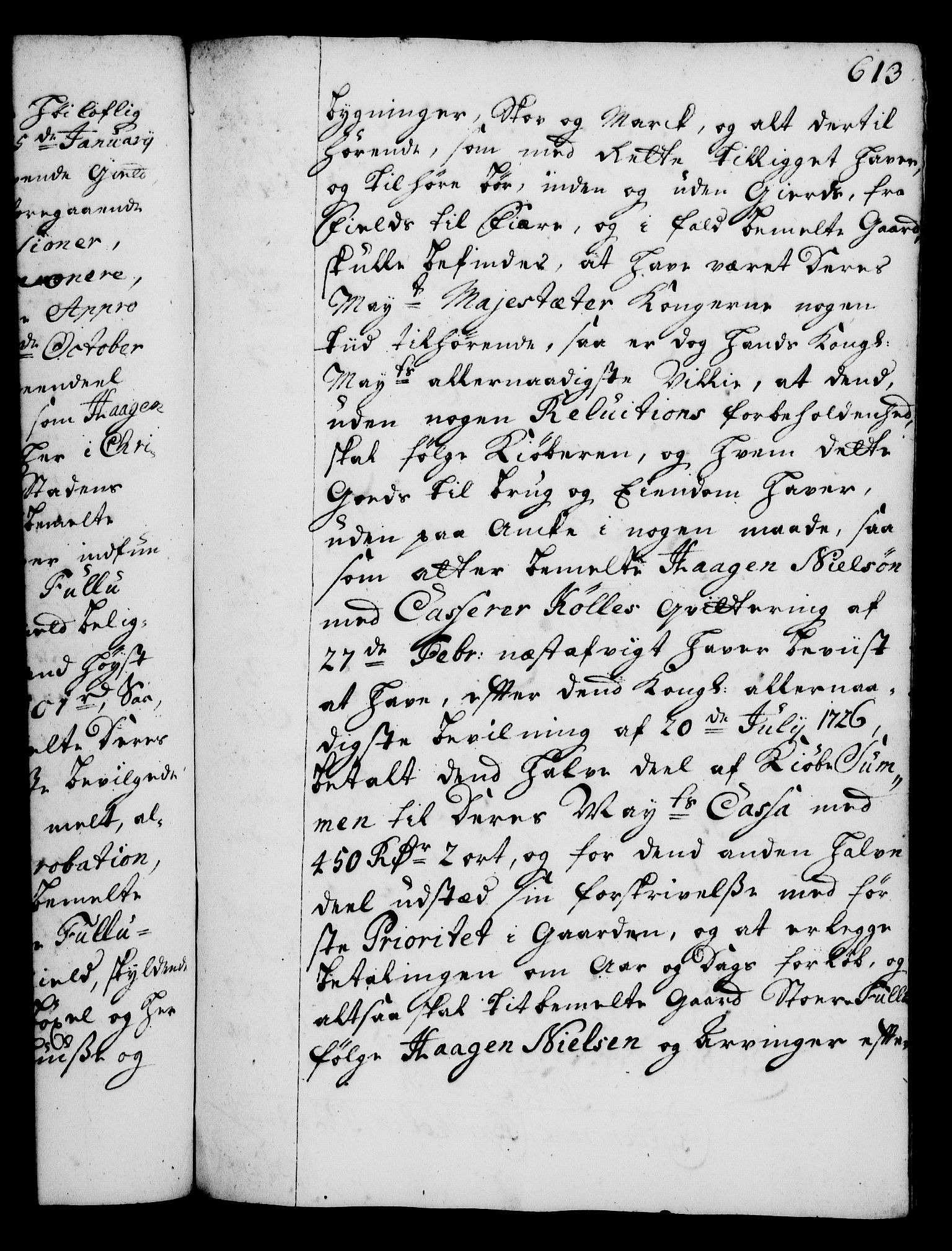 Rentekammeret, Kammerkanselliet, RA/EA-3111/G/Gg/Gga/L0002: Norsk ekspedisjonsprotokoll med register (merket RK 53.2), 1723-1727, s. 613