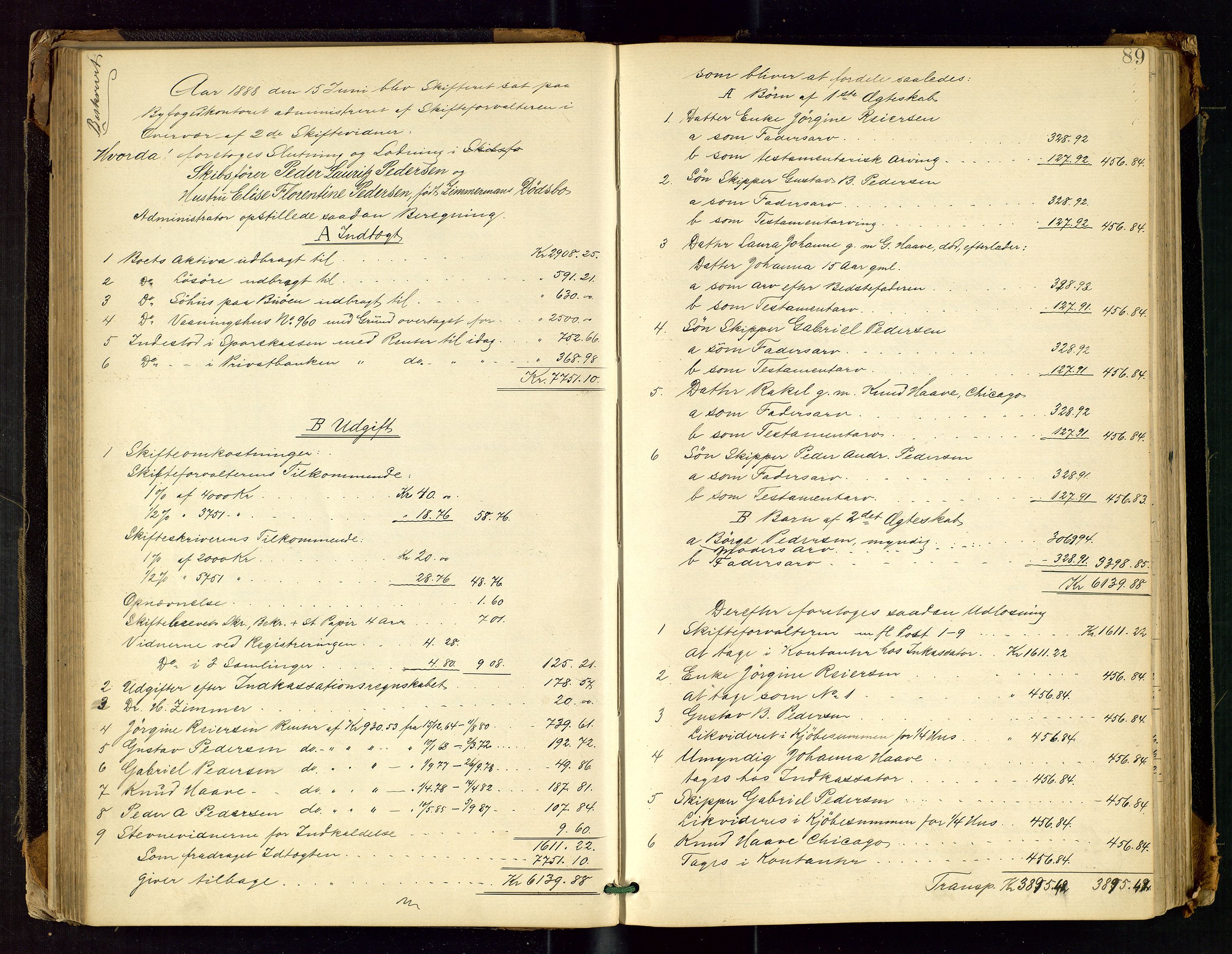 Stavanger skifteforvalter, AV/SAST-A-101412/001/5/50/503BB/L0001: Skifteutlodningsprotokoll, 1885-1892, s. 89