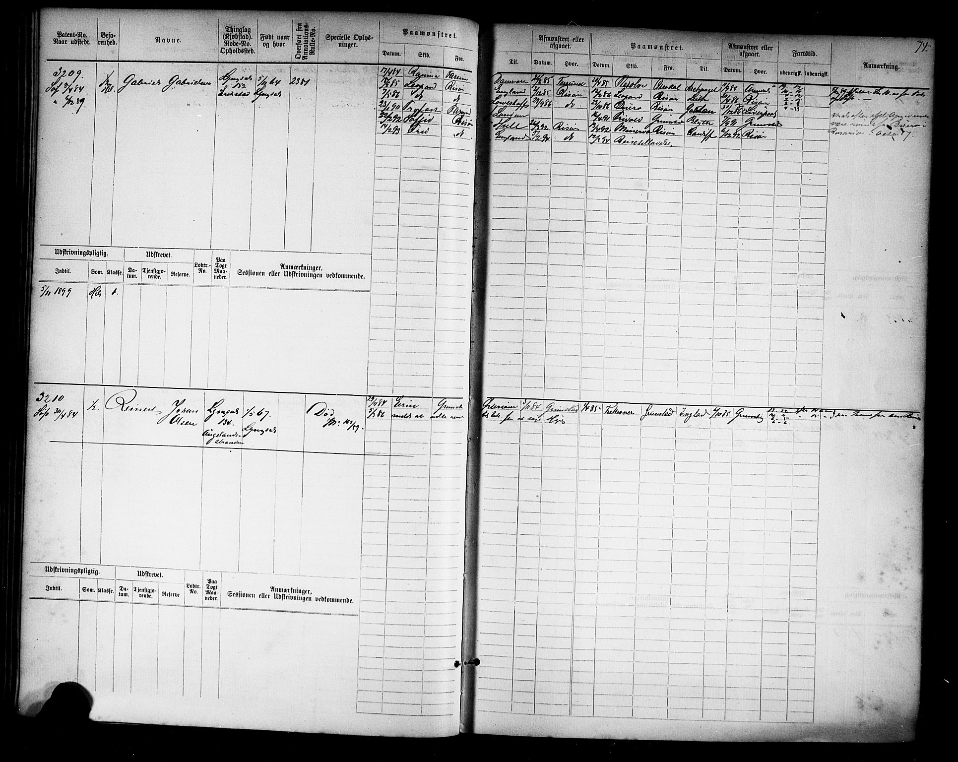 Farsund mønstringskrets, AV/SAK-2031-0017/F/Fb/L0019: Hovedrulle nr 3067-3832, Z-11, 1882-1922, s. 77