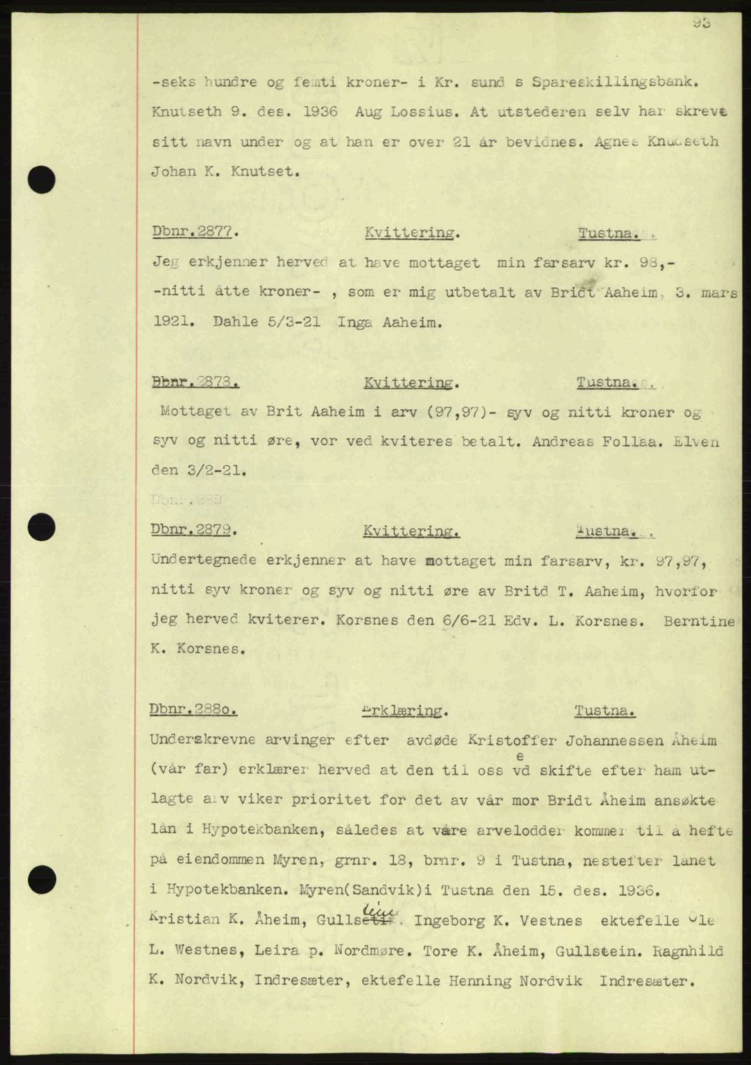 Nordmøre sorenskriveri, SAT/A-4132/1/2/2Ca: Pantebok nr. C80, 1936-1939, Dagboknr: 2877/1936