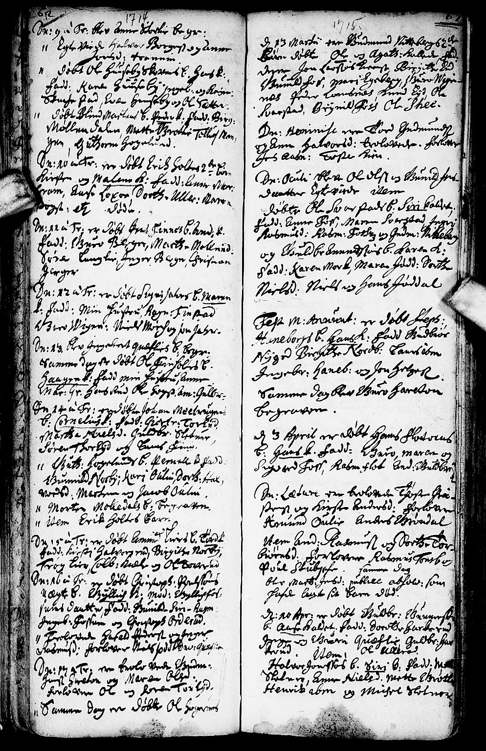 Aurskog prestekontor Kirkebøker, SAO/A-10304a/F/Fa/L0001: Ministerialbok nr. I 1, 1707-1735, s. 62-63