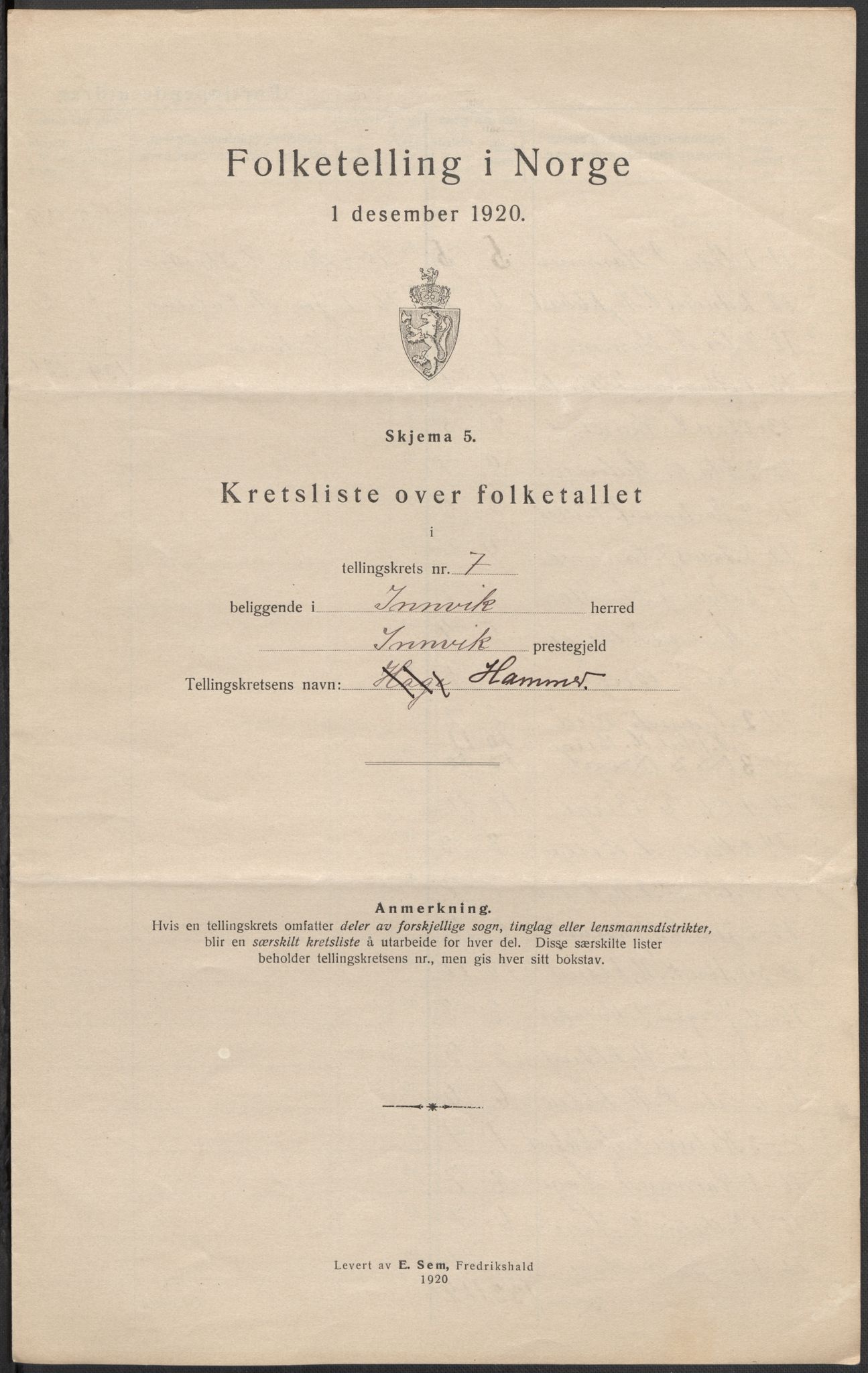 SAB, Folketelling 1920 for 1447 Innvik herred, 1920, s. 23