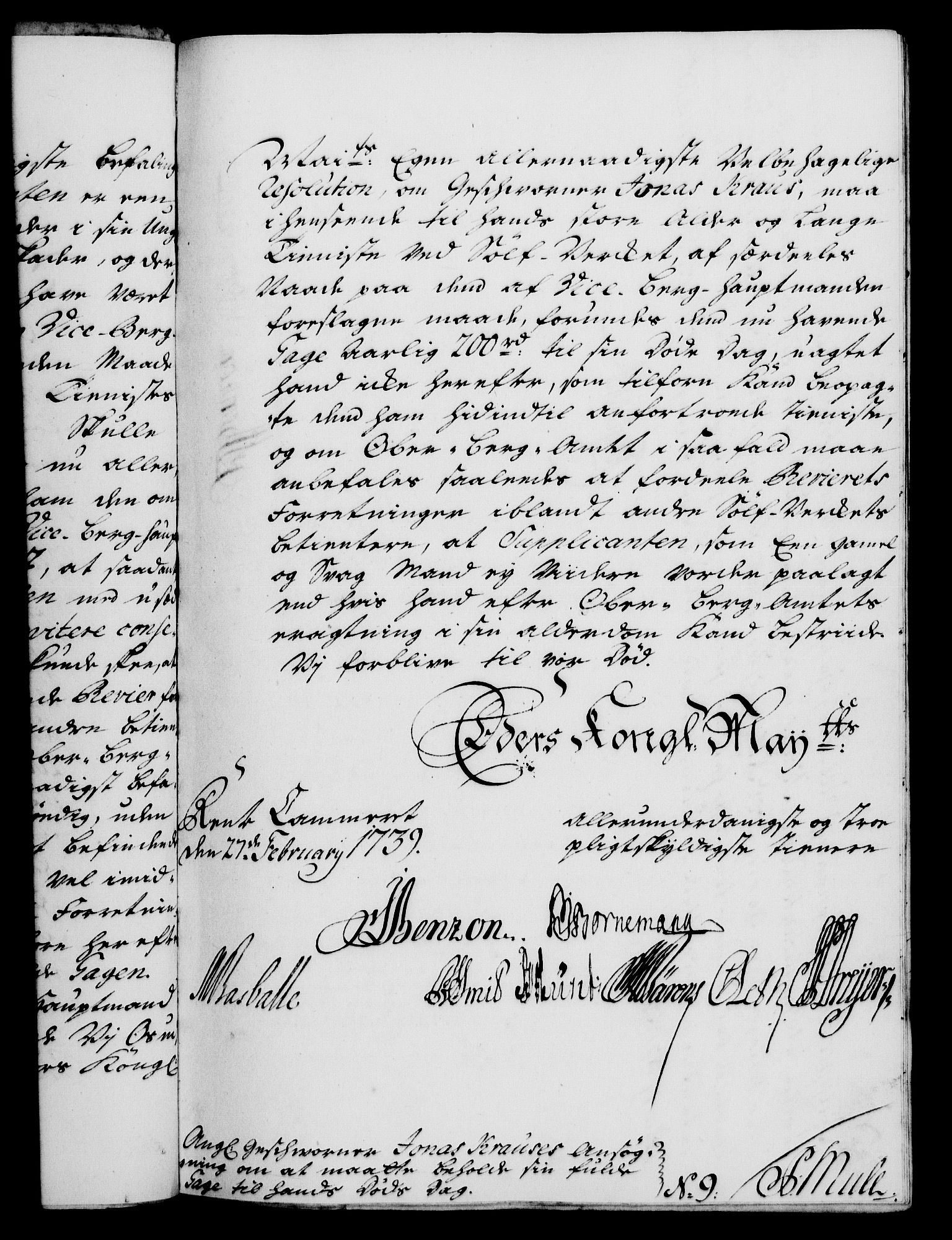 Rentekammeret, Kammerkanselliet, RA/EA-3111/G/Gf/Gfa/L0022: Norsk relasjons- og resolusjonsprotokoll (merket RK 52.22), 1739, s. 155
