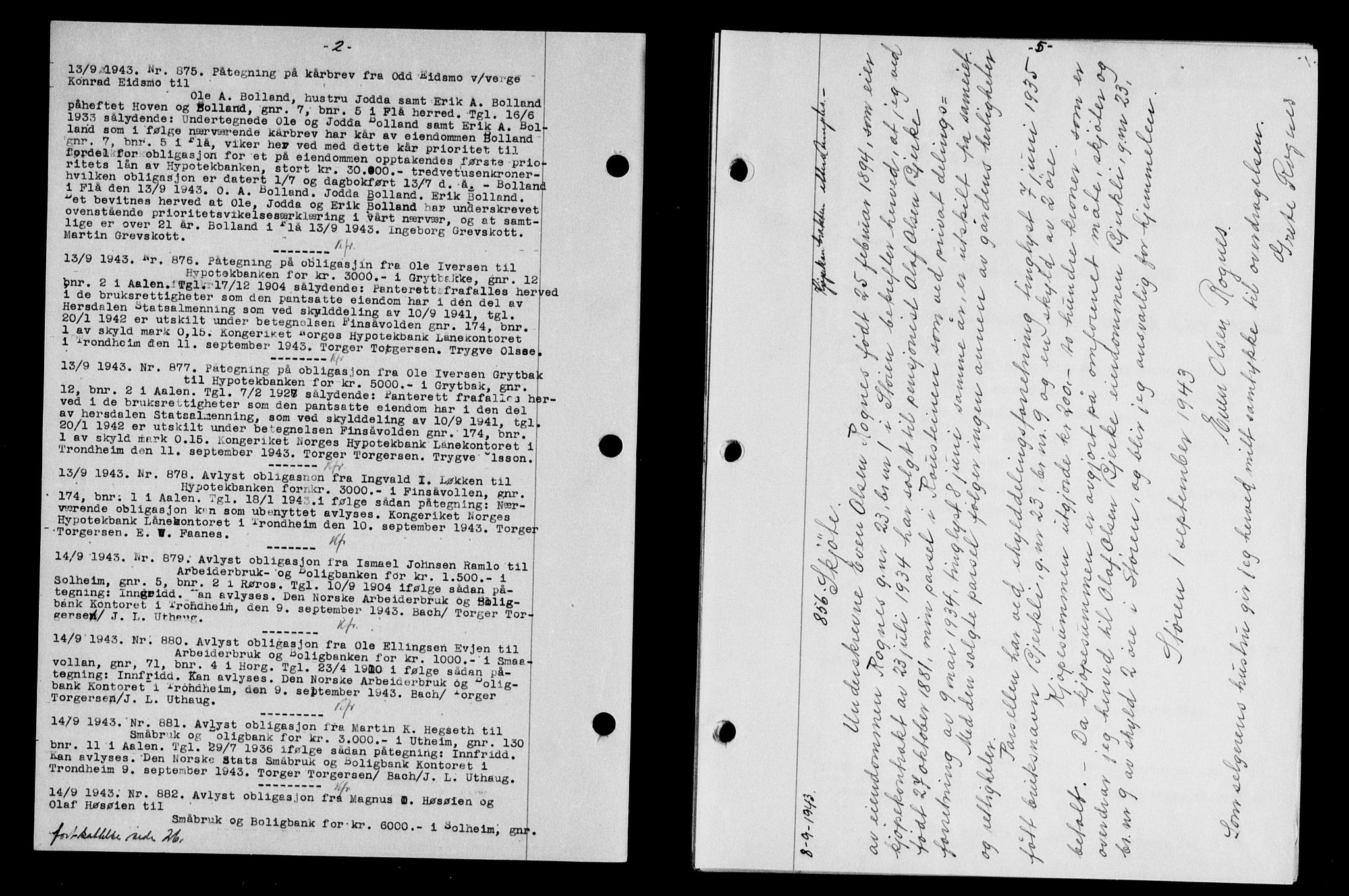 Gauldal sorenskriveri, SAT/A-0014/1/2/2C/L0057: Pantebok nr. 62, 1943-1944, Dagboknr: 856/1943