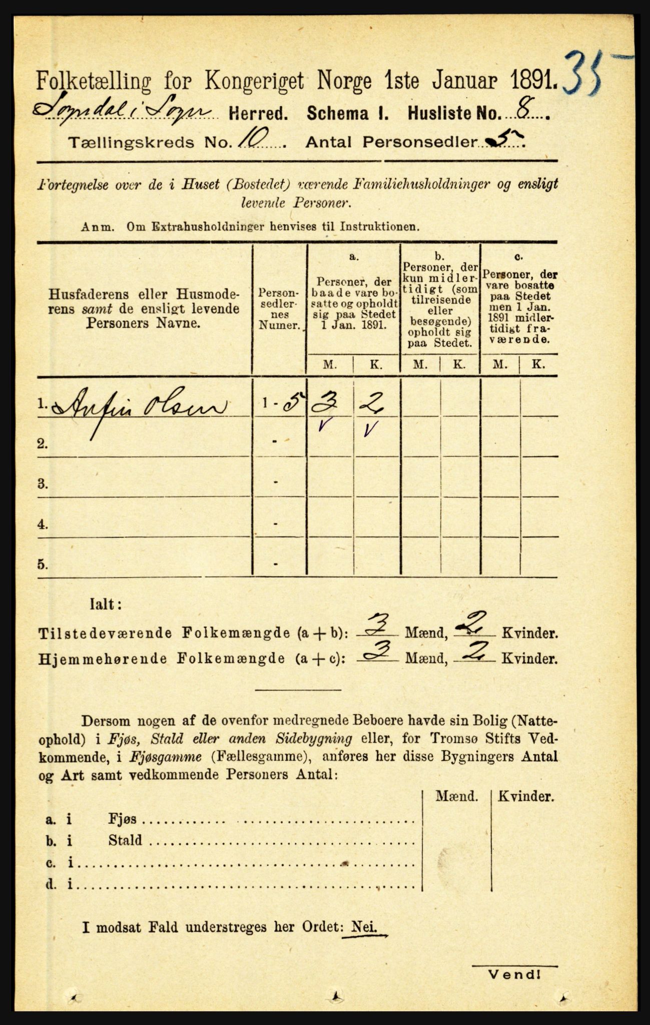 RA, Folketelling 1891 for 1420 Sogndal herred, 1891, s. 3901