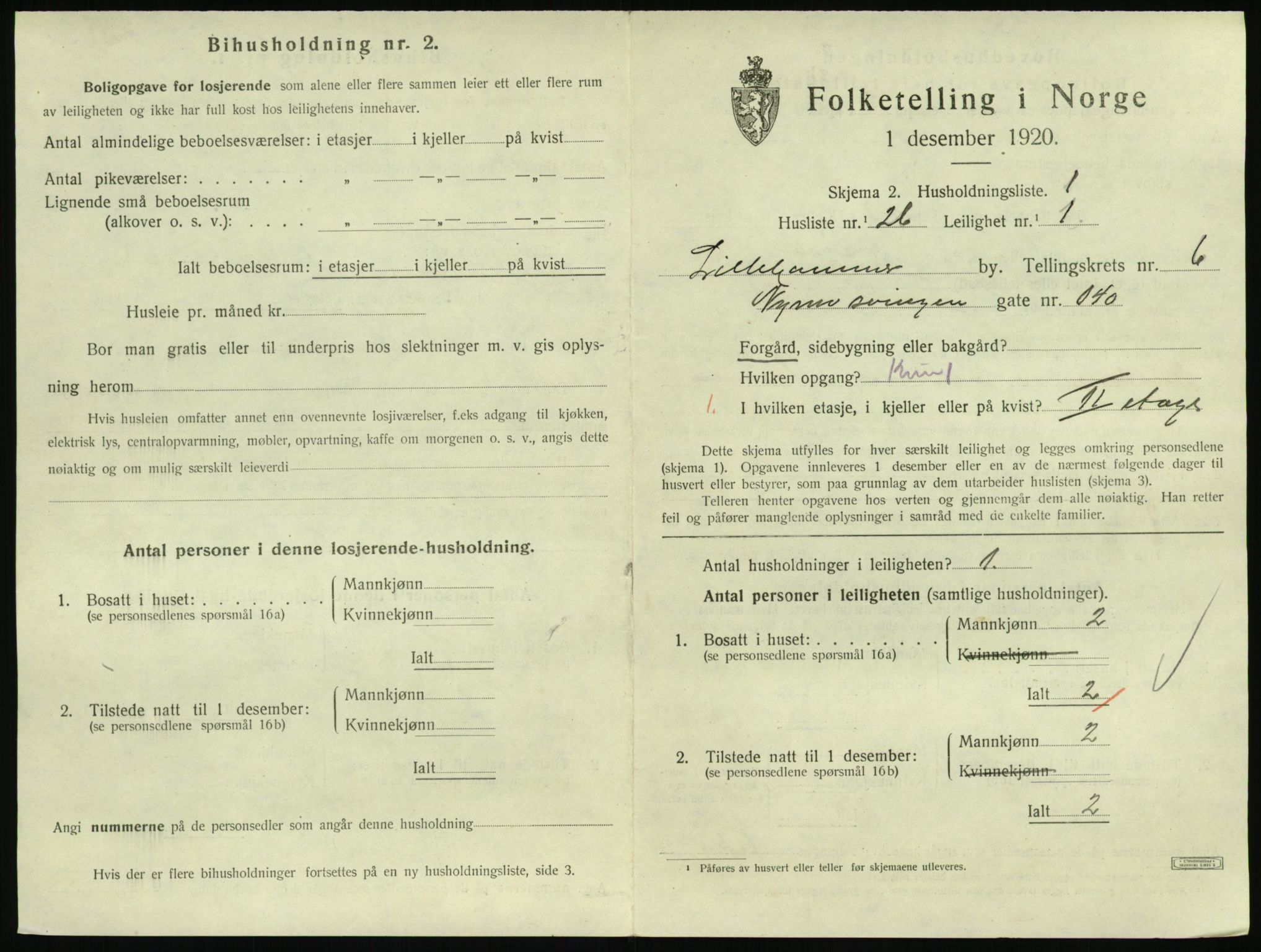 SAH, Folketelling 1920 for 0501 Lillehammer kjøpstad, 1920, s. 2428