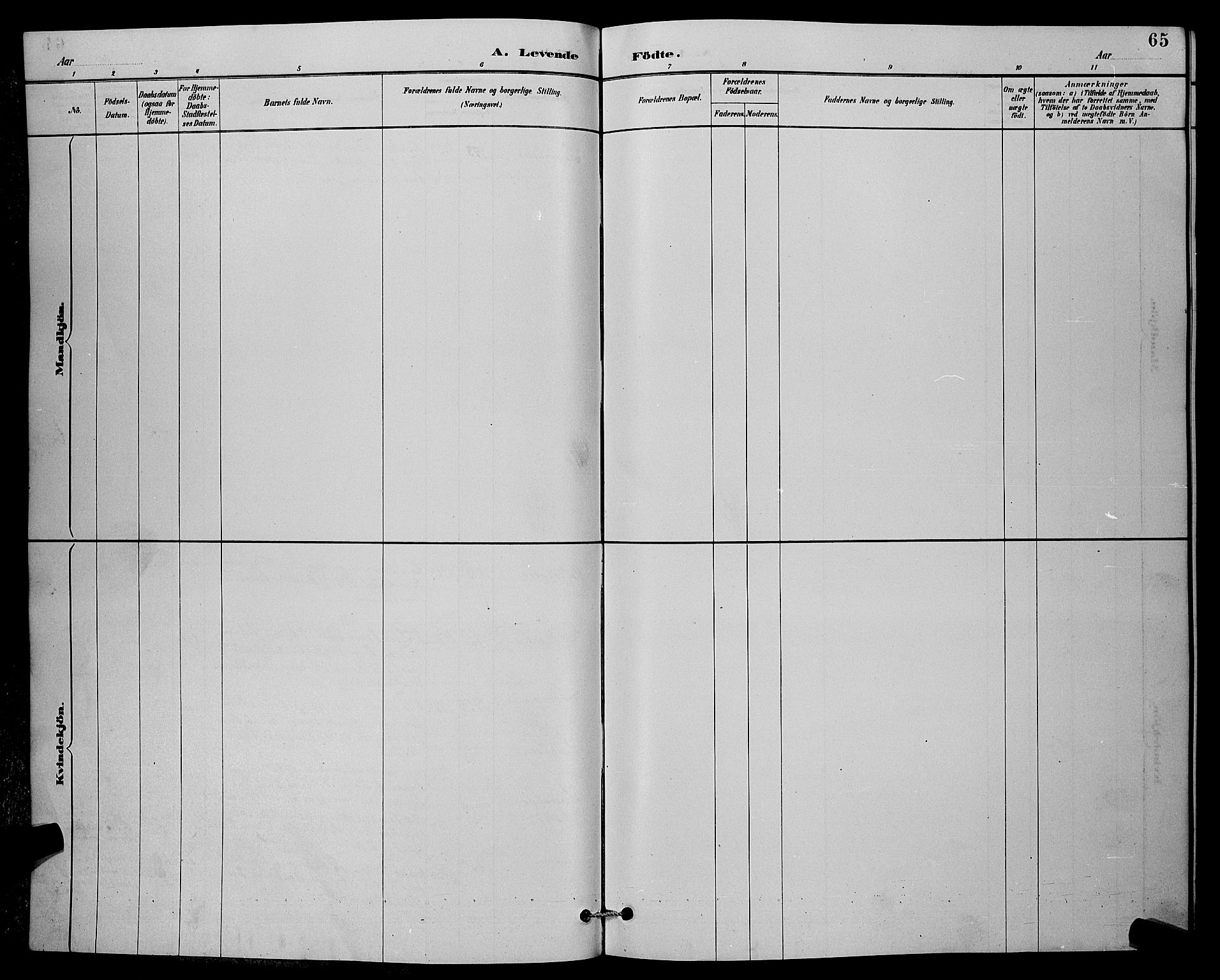 Sørum prestekontor Kirkebøker, SAO/A-10303/G/Ga/L0005: Klokkerbok nr. I 5.1, 1886-1894, s. 65