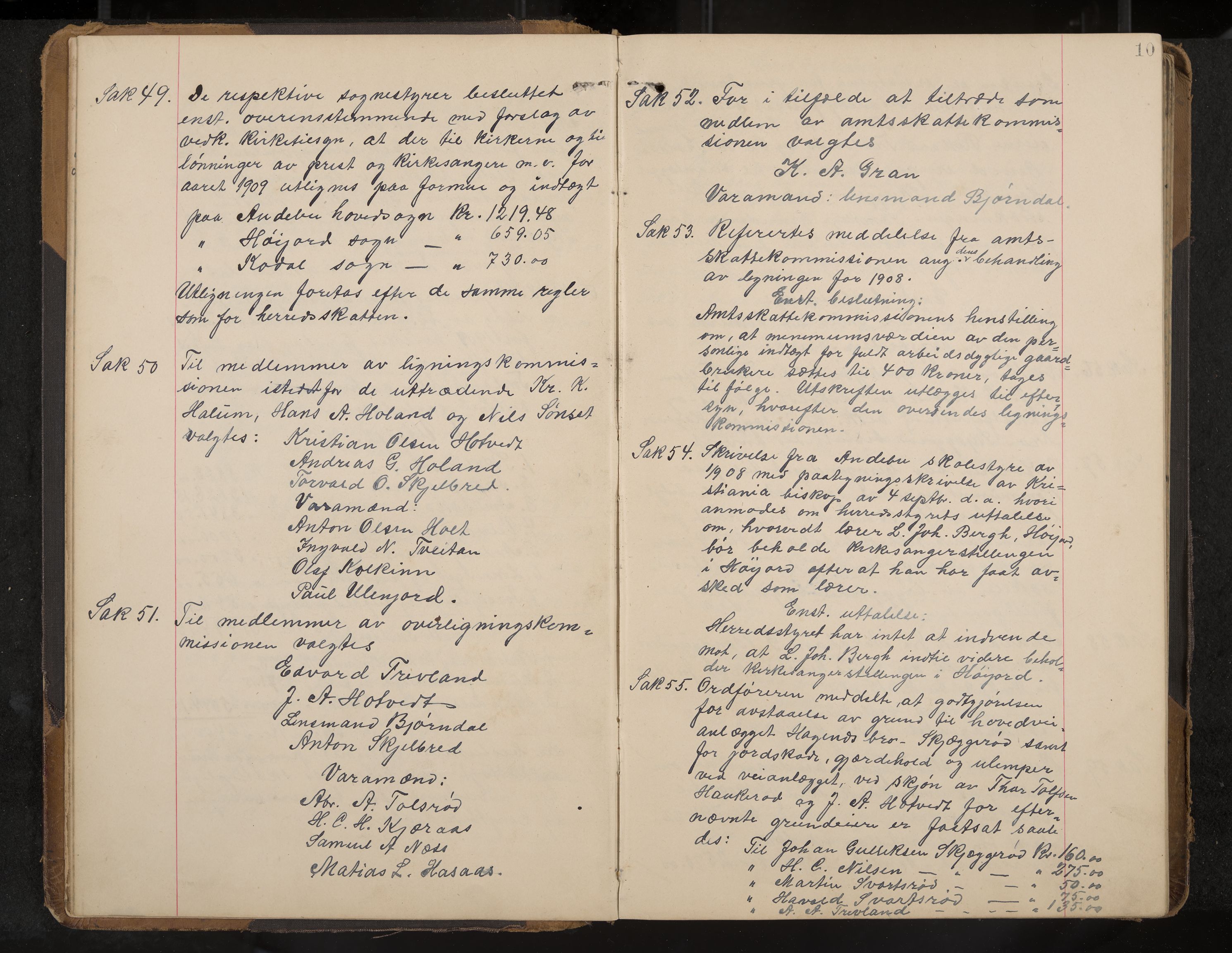 Andebu formannskap og sentraladministrasjon, IKAK/0719021-1/A/Aa/L0004: Møtebok, 1908-1917, s. 10