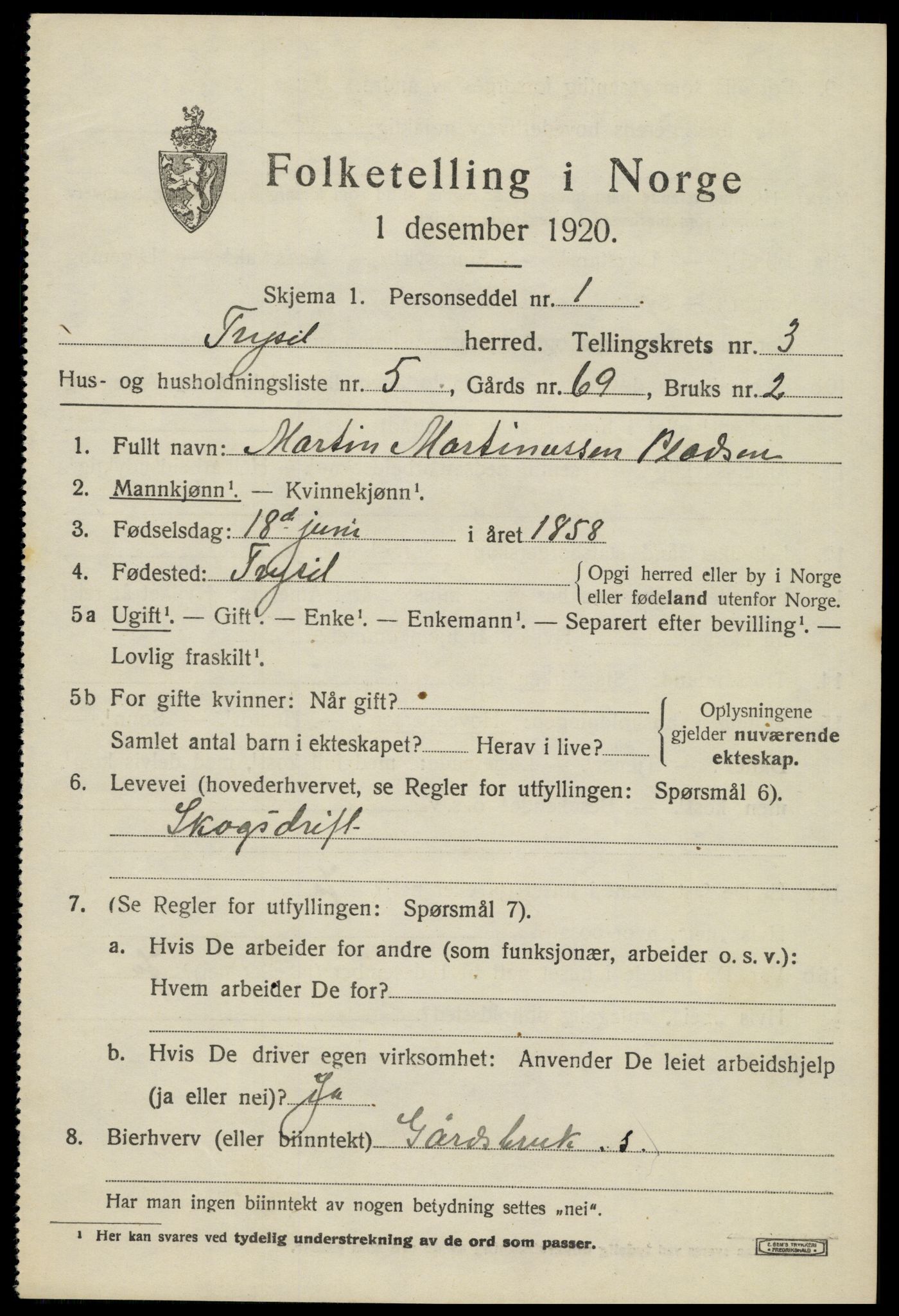 SAH, Folketelling 1920 for 0428 Trysil herred, 1920, s. 3533