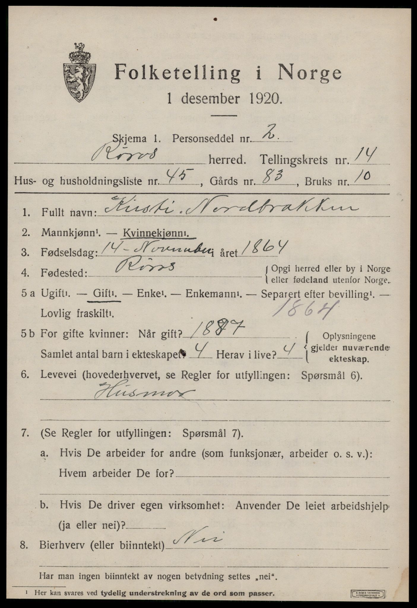 SAT, Folketelling 1920 for 1640 Røros herred, 1920, s. 10132
