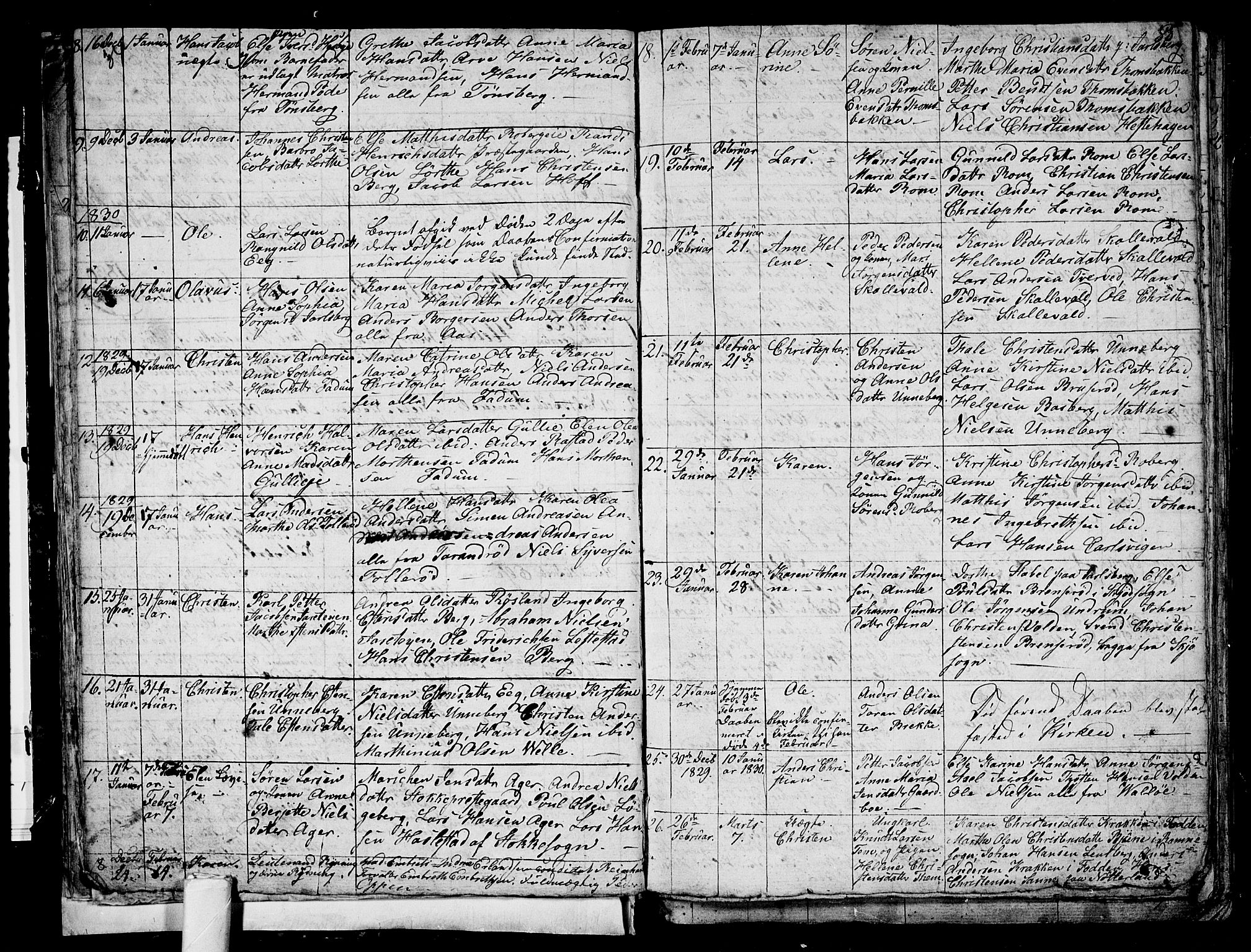 Sem kirkebøker, AV/SAKO-A-5/G/Ga/L0002: Klokkerbok nr. I 2, 1826-1844, s. 34-35