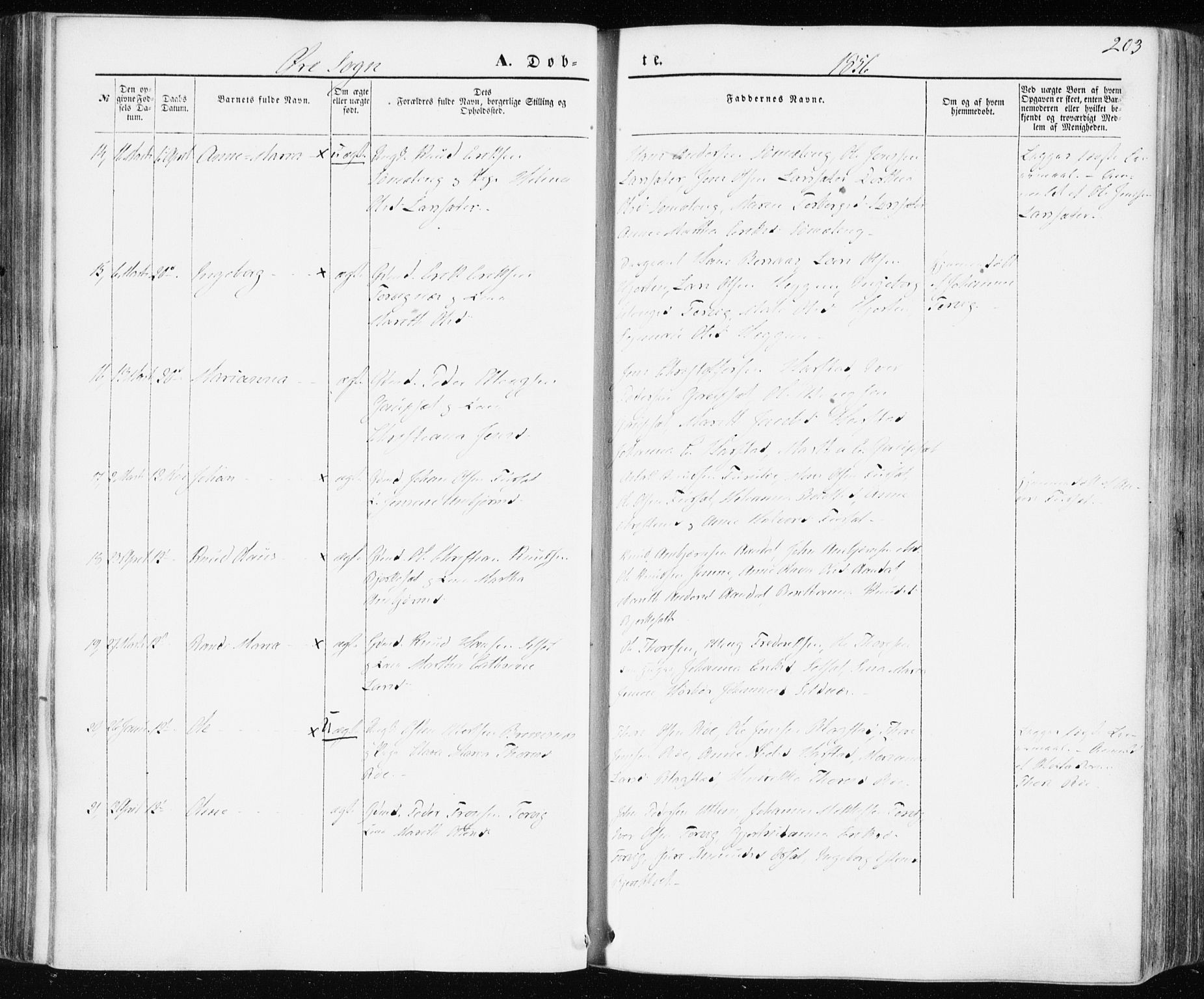 Ministerialprotokoller, klokkerbøker og fødselsregistre - Møre og Romsdal, AV/SAT-A-1454/586/L0984: Ministerialbok nr. 586A10, 1844-1856, s. 203