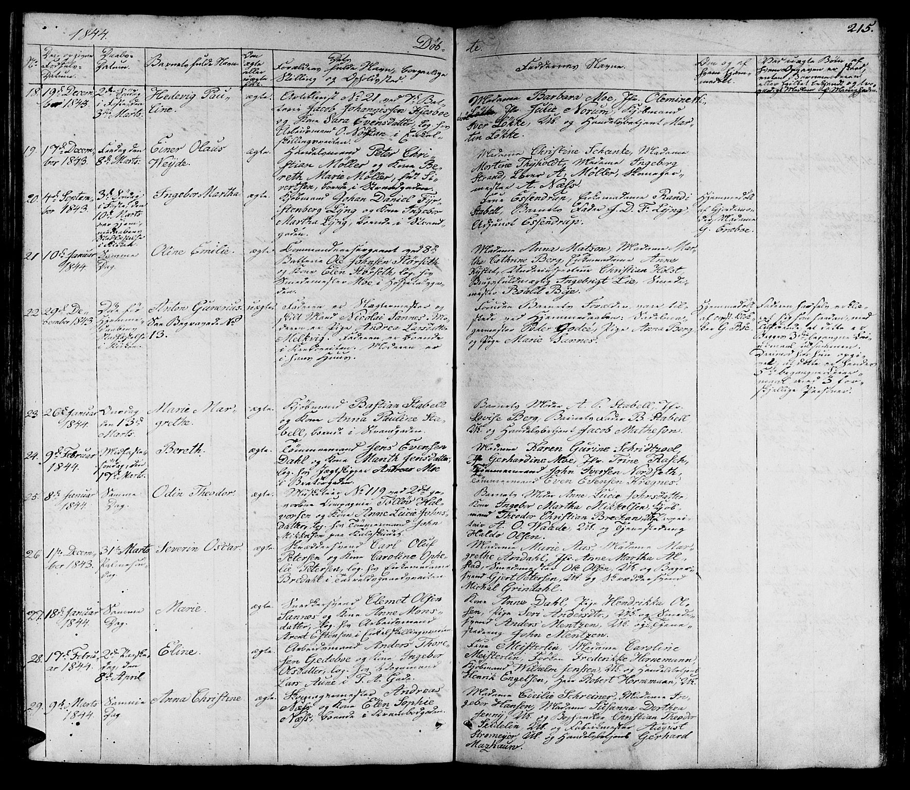 Ministerialprotokoller, klokkerbøker og fødselsregistre - Sør-Trøndelag, AV/SAT-A-1456/602/L0136: Klokkerbok nr. 602C04, 1833-1845, s. 215