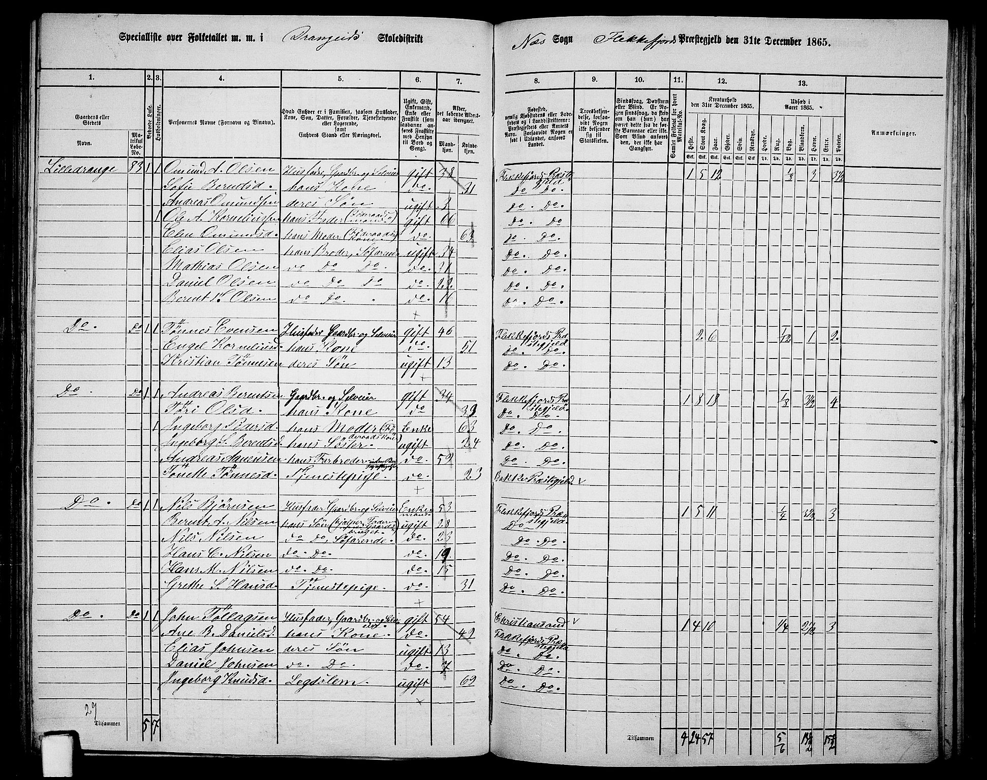 RA, Folketelling 1865 for 1042L Flekkefjord prestegjeld, Nes sokn og Hidra sokn, 1865, s. 143