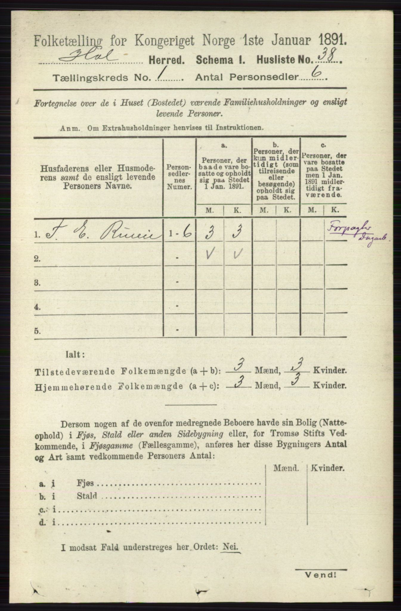 RA, Folketelling 1891 for 0620 Hol herred, 1891, s. 64