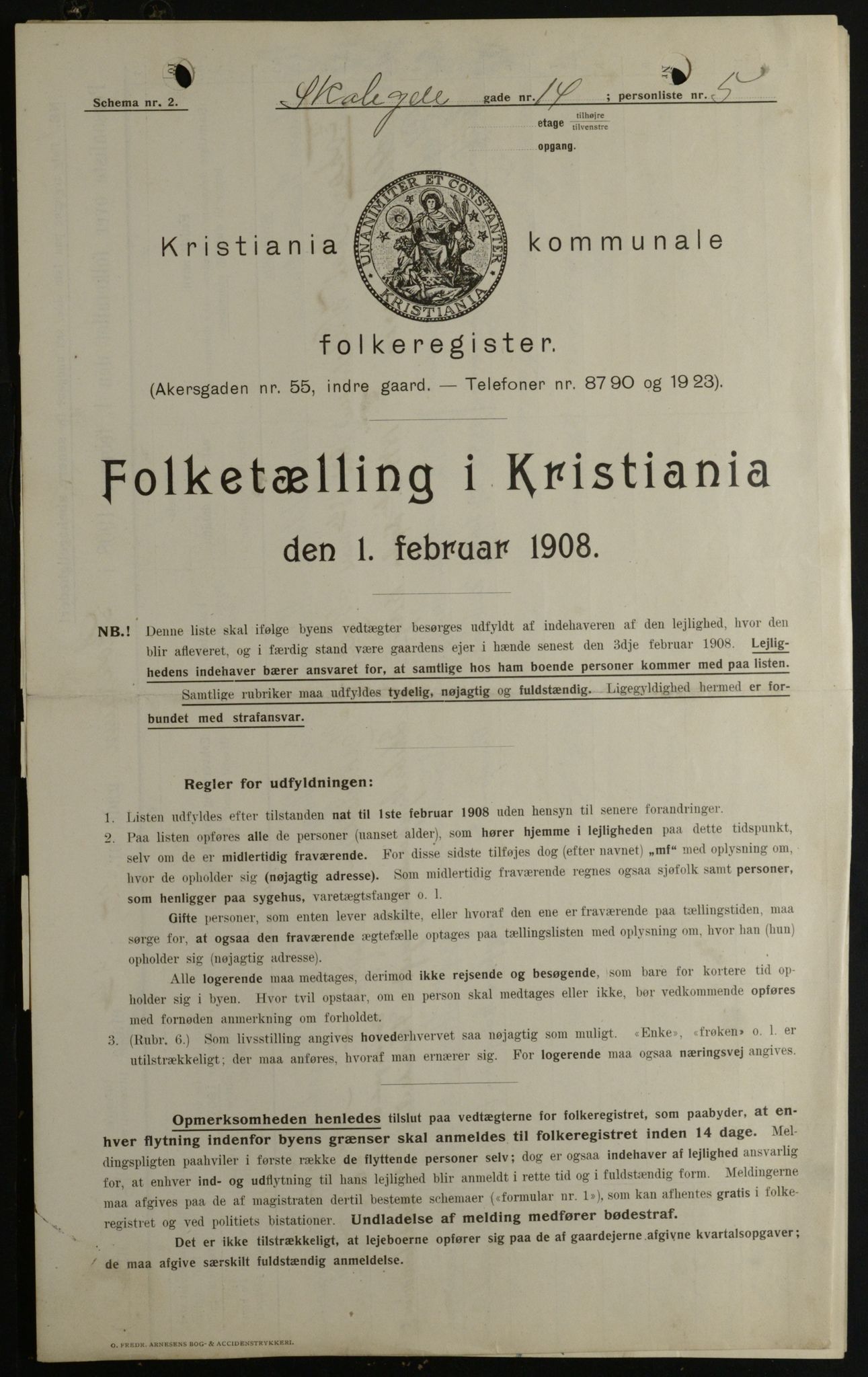 OBA, Kommunal folketelling 1.2.1908 for Kristiania kjøpstad, 1908, s. 86716