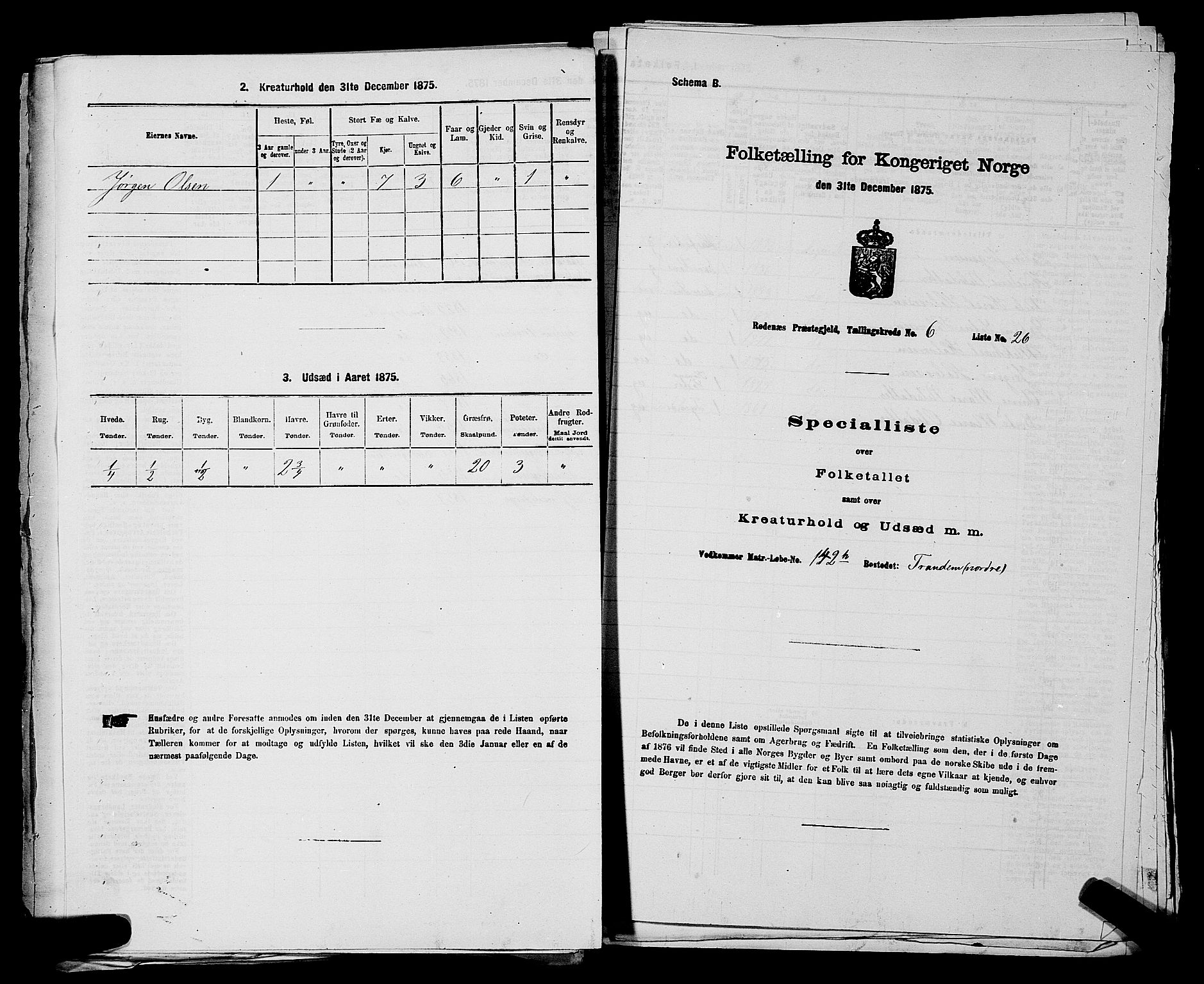 RA, Folketelling 1875 for 0120P Rødenes prestegjeld, 1875, s. 832