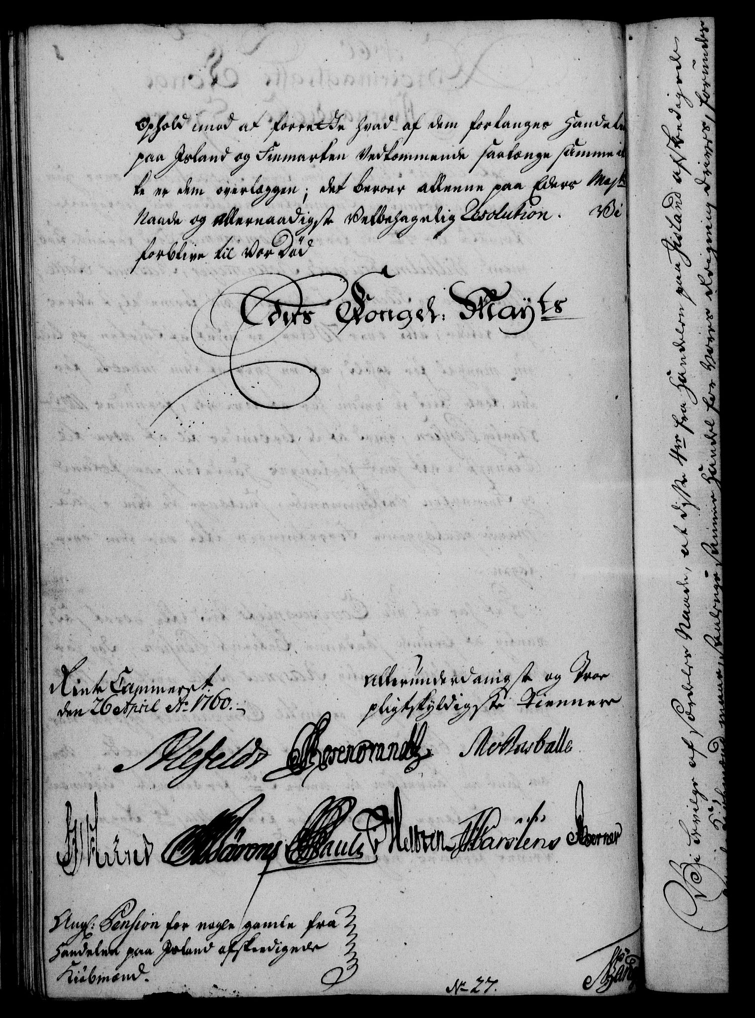 Rentekammeret, Kammerkanselliet, RA/EA-3111/G/Gf/Gfa/L0042: Norsk relasjons- og resolusjonsprotokoll (merket RK 52.42), 1760, s. 236