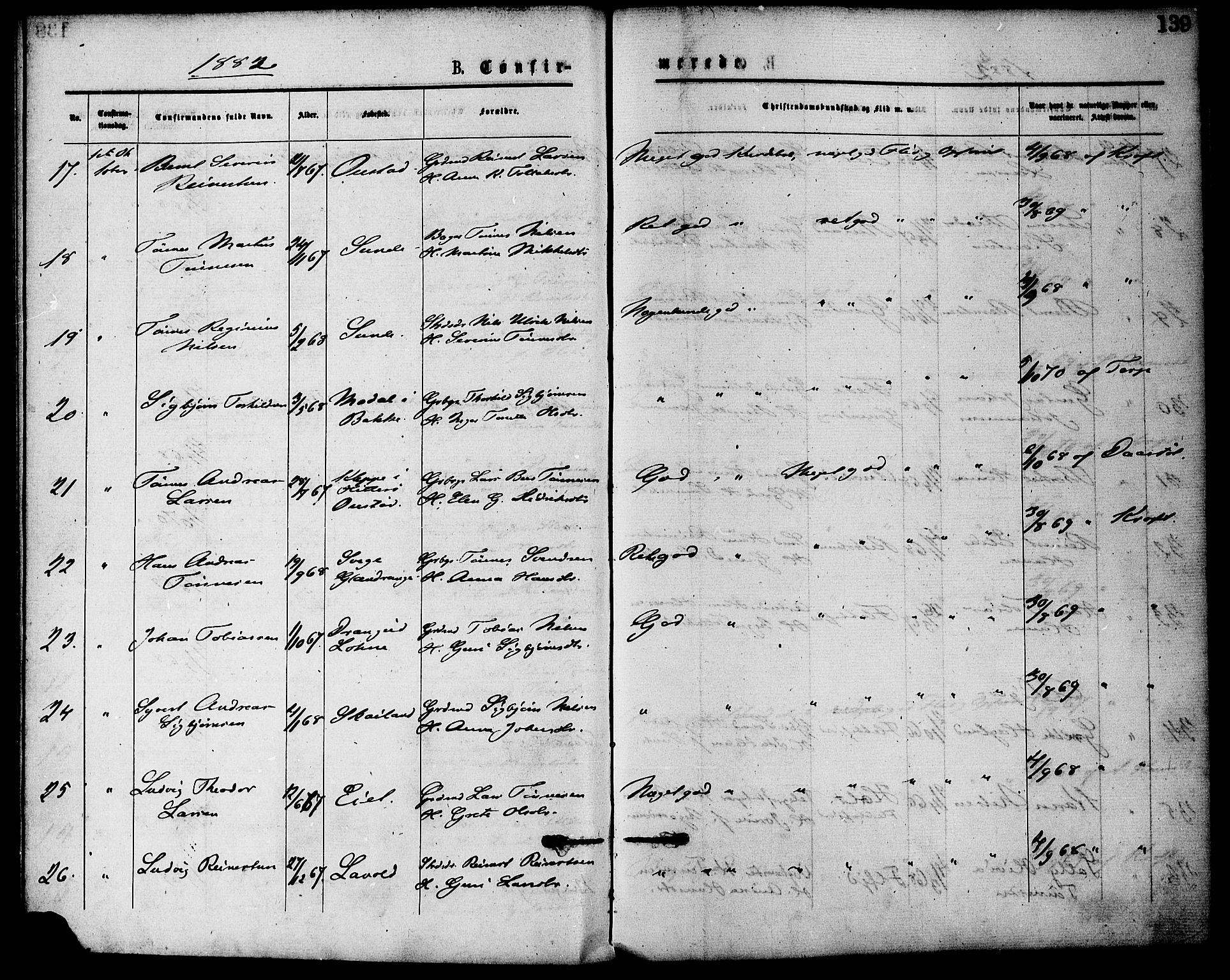 Flekkefjord sokneprestkontor, AV/SAK-1111-0012/F/Fa/Fac/L0007: Ministerialbok nr. A 7, 1875-1885, s. 139