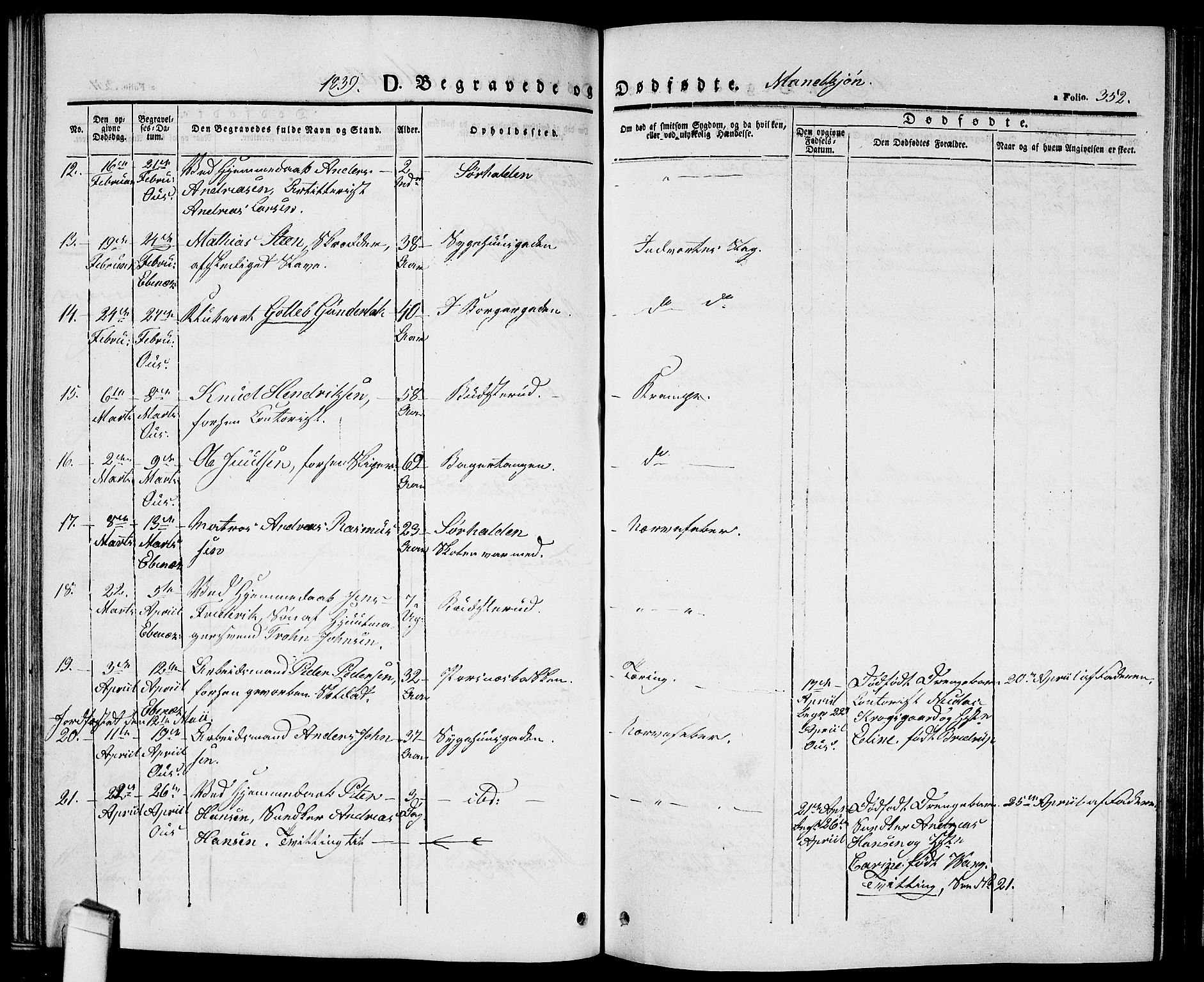 Halden prestekontor Kirkebøker, AV/SAO-A-10909/G/Ga/L0003: Klokkerbok nr. 3, 1834-1844, s. 352