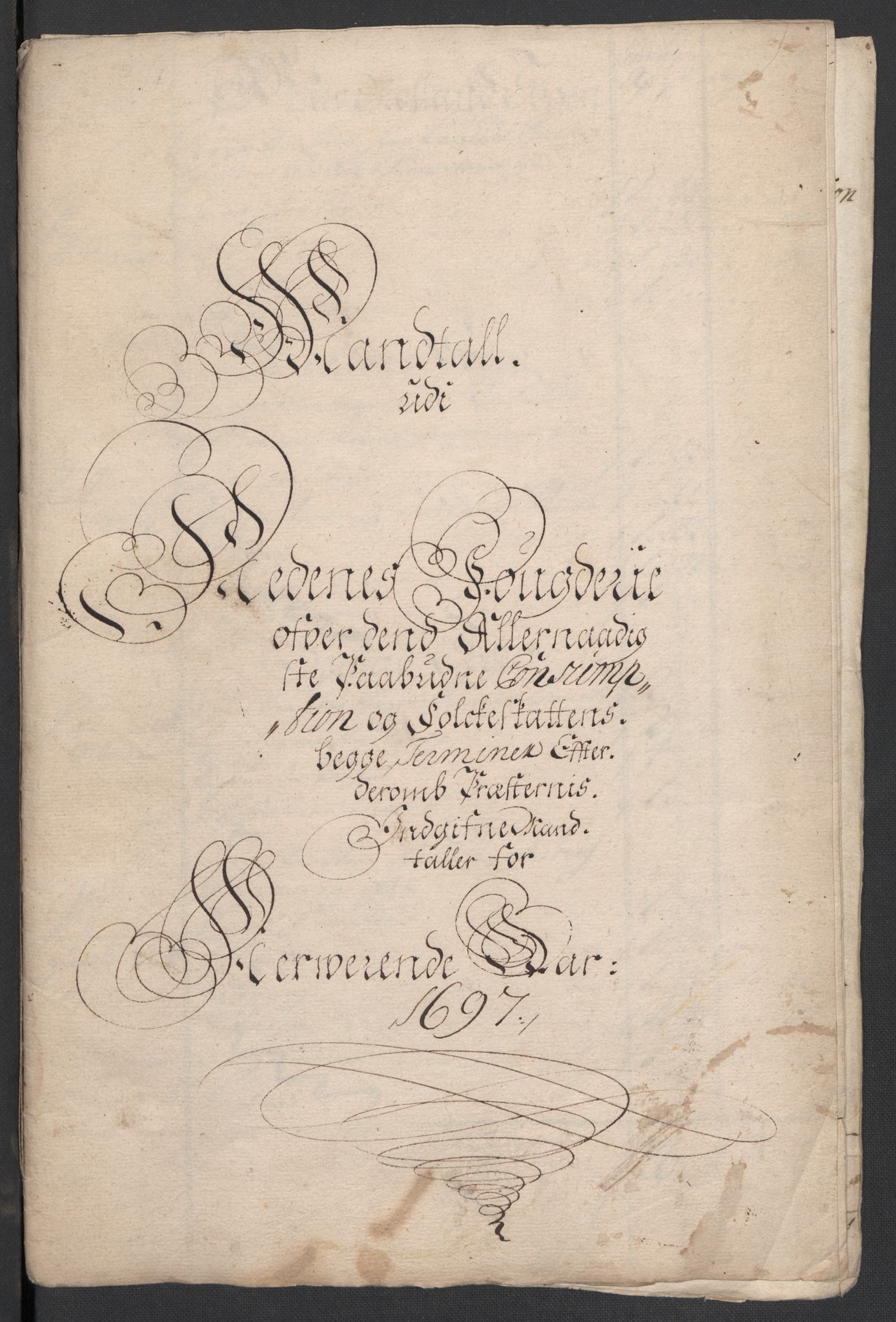 Rentekammeret inntil 1814, Reviderte regnskaper, Fogderegnskap, RA/EA-4092/R39/L2313: Fogderegnskap Nedenes, 1696-1697, s. 148