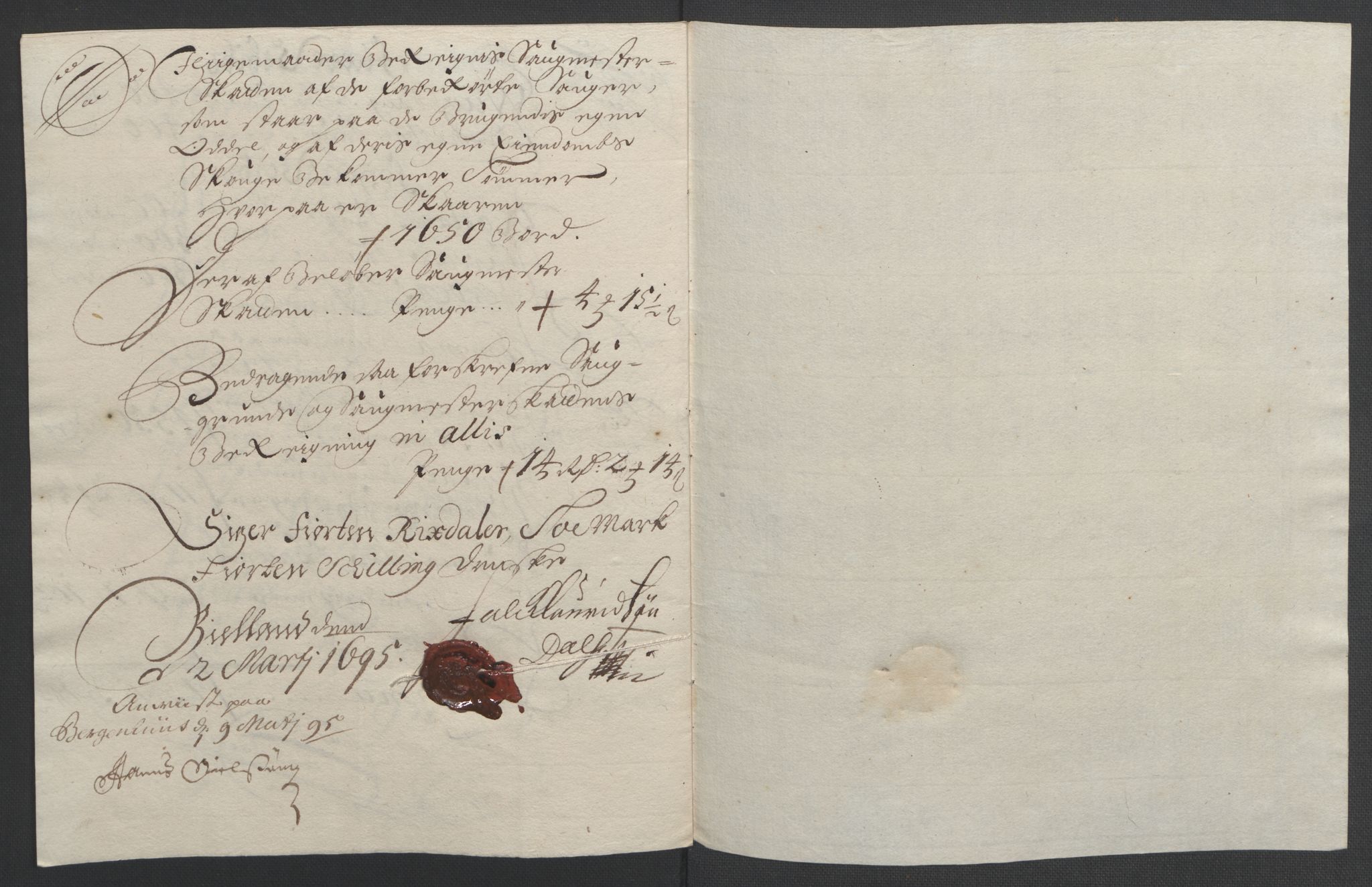 Rentekammeret inntil 1814, Reviderte regnskaper, Fogderegnskap, AV/RA-EA-4092/R48/L2975: Fogderegnskap Sunnhordland og Hardanger, 1694, s. 87