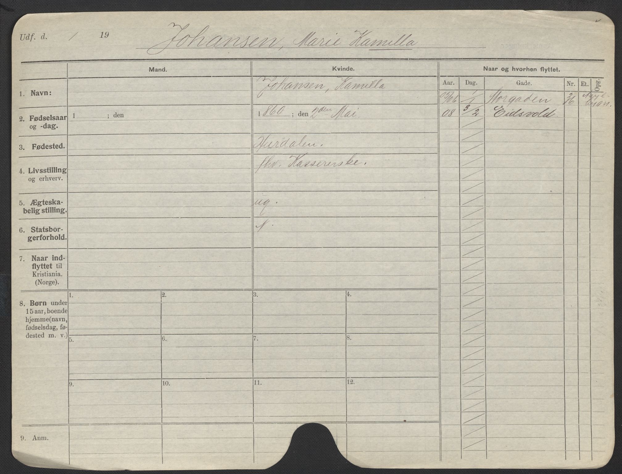 Oslo folkeregister, Registerkort, AV/SAO-A-11715/F/Fa/Fac/L0018: Kvinner, 1906-1914, s. 179a