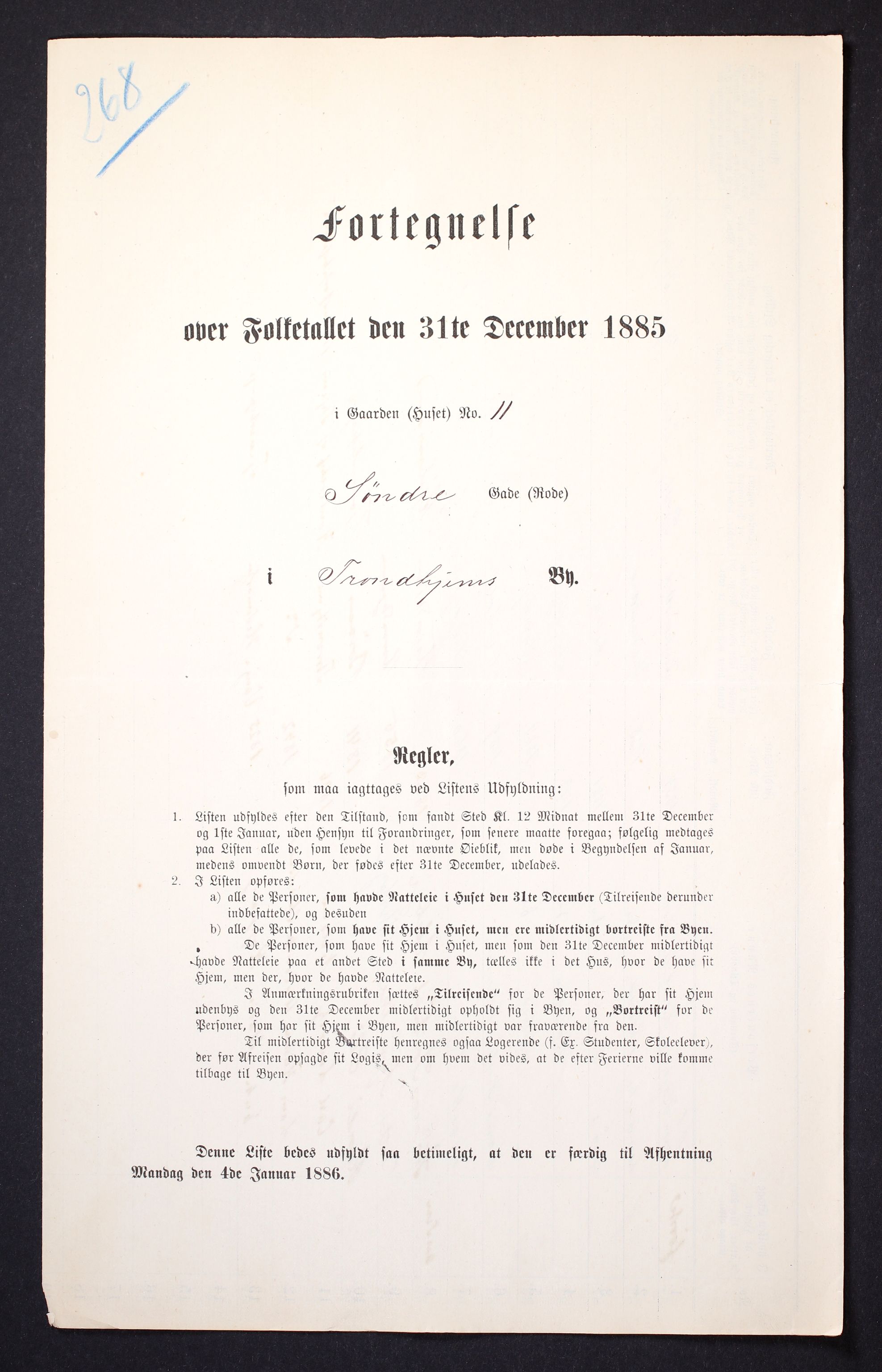 SAT, Folketelling 1885 for 1601 Trondheim kjøpstad, 1885, s. 1097