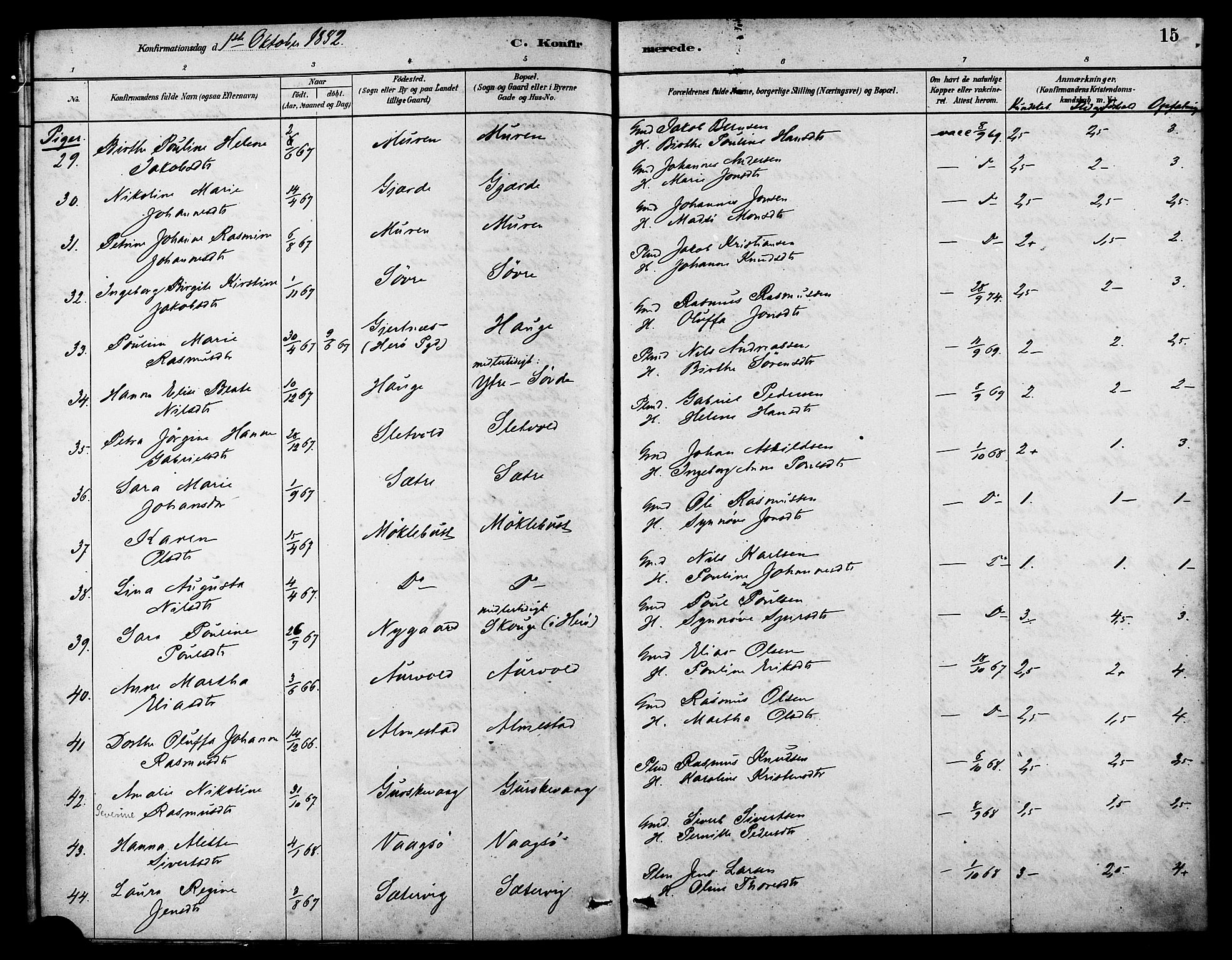 Ministerialprotokoller, klokkerbøker og fødselsregistre - Møre og Romsdal, AV/SAT-A-1454/503/L0036: Ministerialbok nr. 503A04, 1879-1883, s. 15