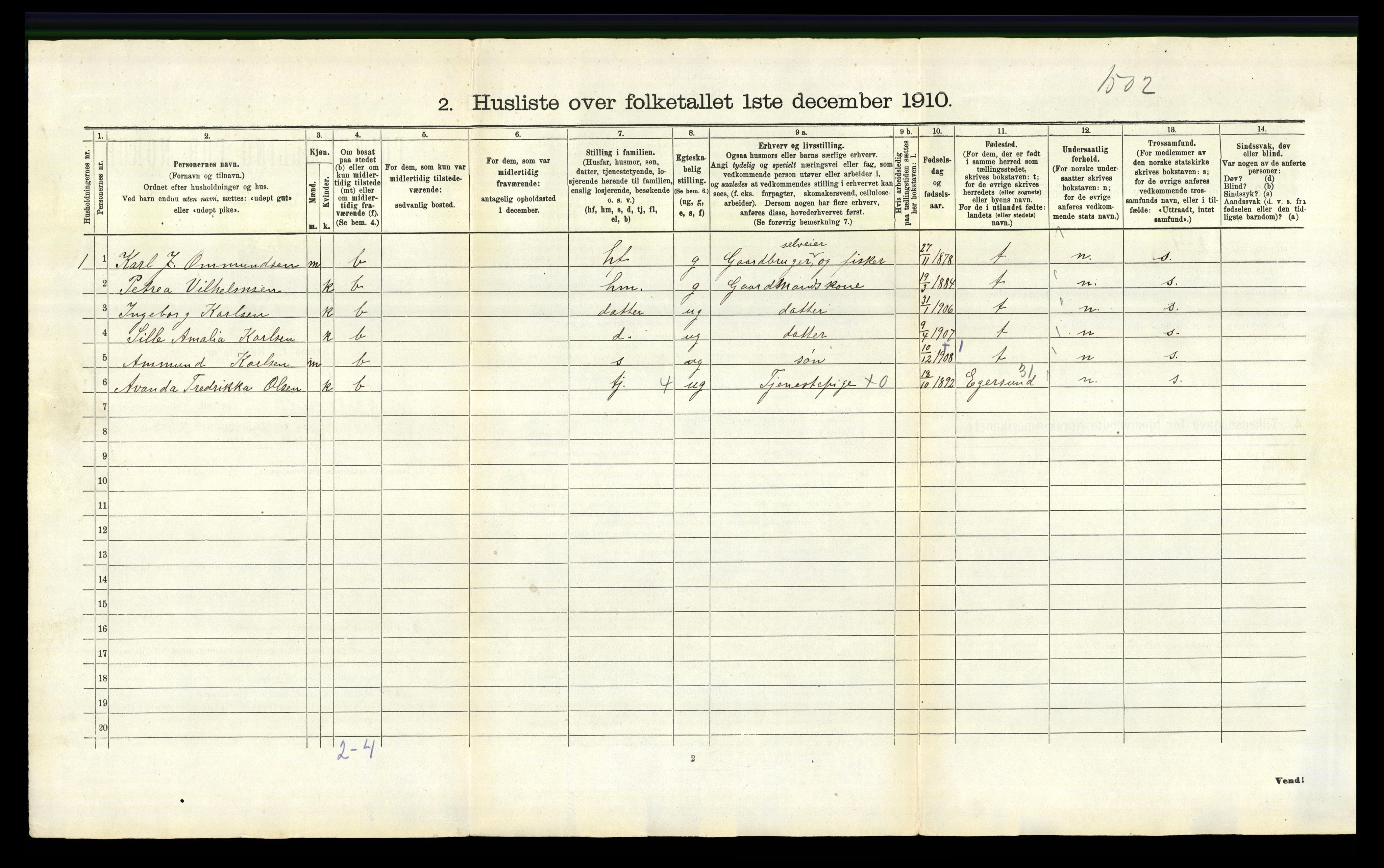 RA, Folketelling 1910 for 1116 Eigersund herred, 1910, s. 505