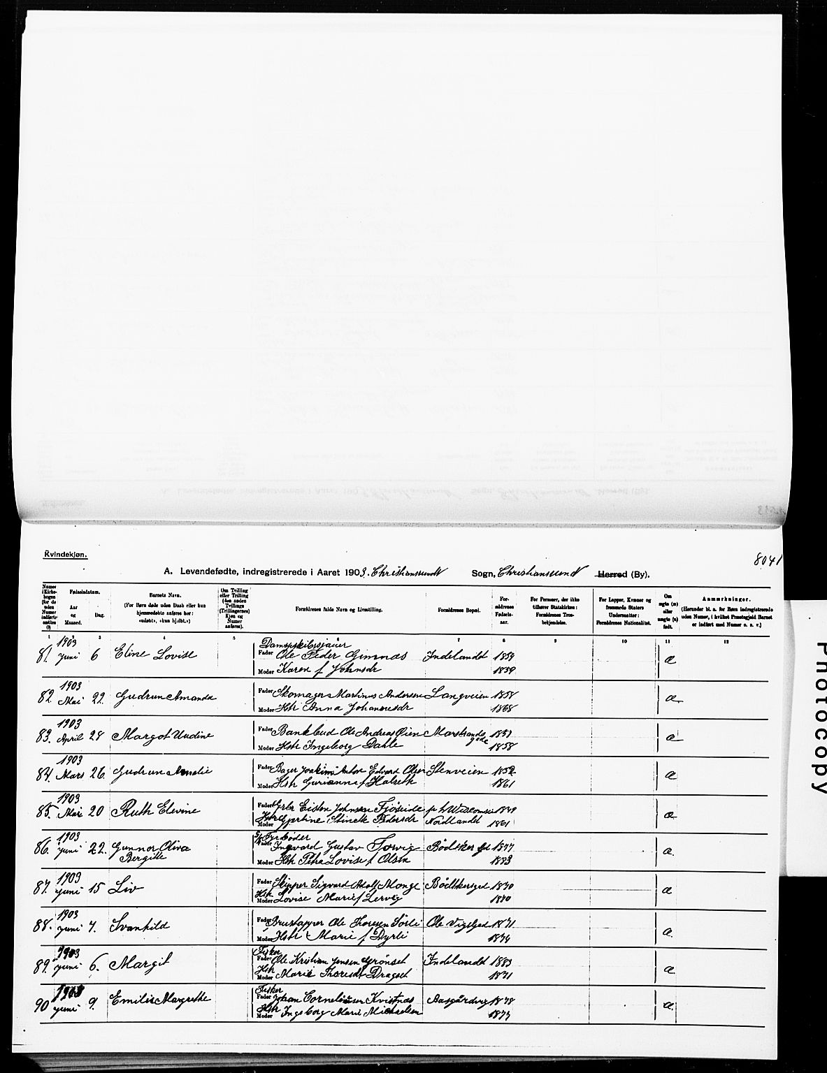 Ministerialprotokoller, klokkerbøker og fødselsregistre - Møre og Romsdal, AV/SAT-A-1454/572/L0858: Ministerialbok nr. 572D02, 1903-1912