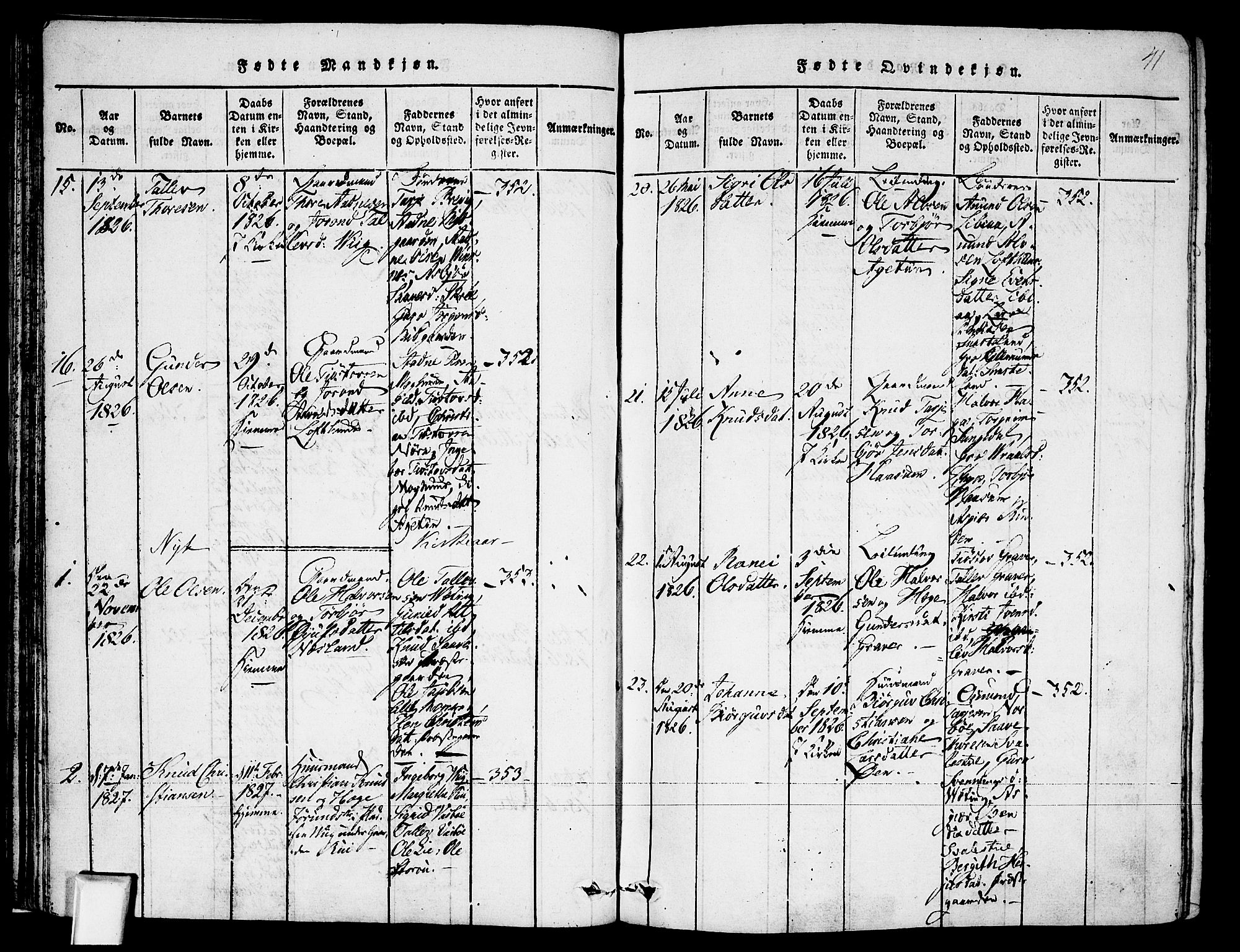 Fyresdal kirkebøker, AV/SAKO-A-263/F/Fa/L0003: Ministerialbok nr. I 3, 1815-1840, s. 41