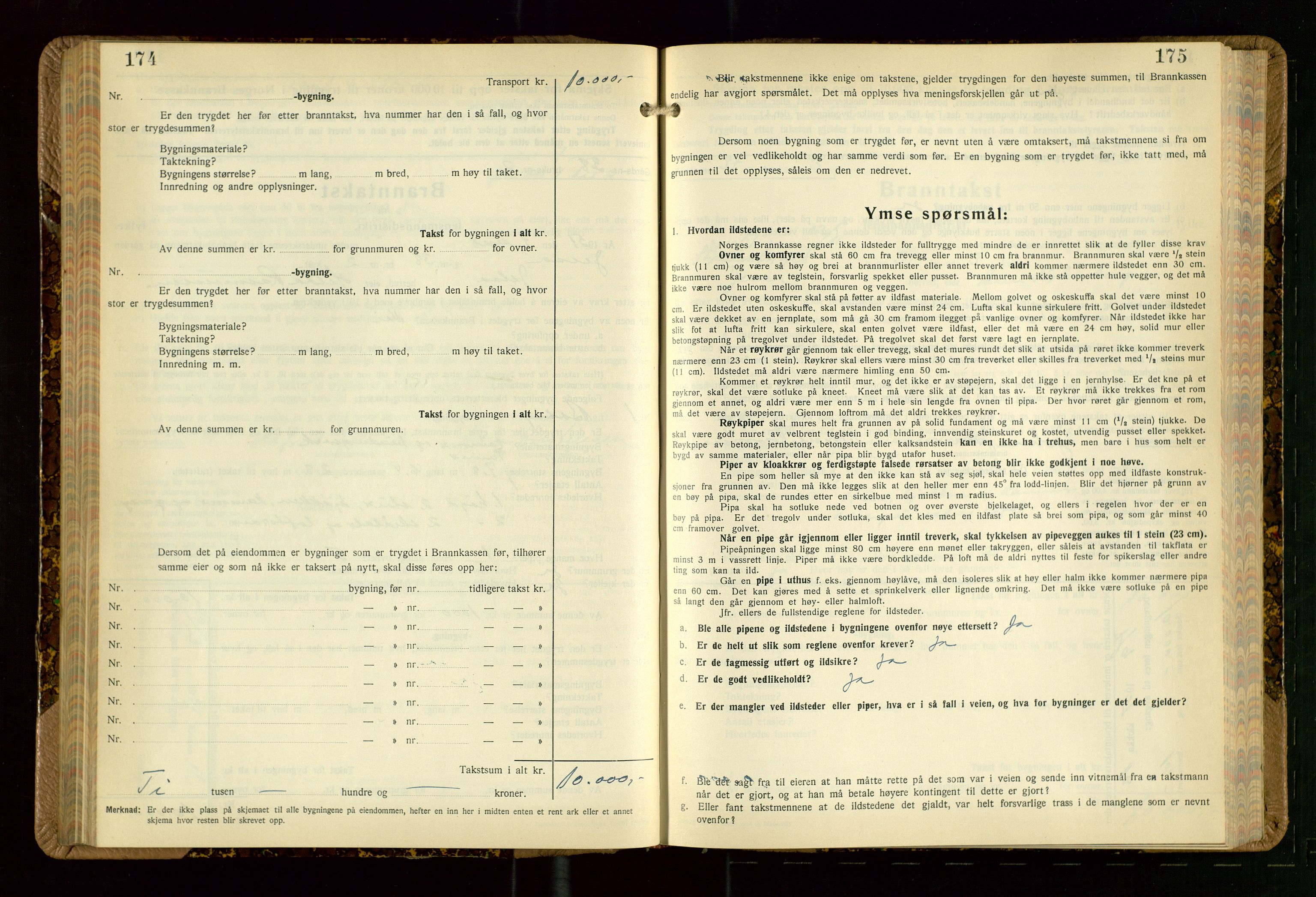 Jelsa lensmannskontor, AV/SAST-A-100360/Gob/L0003: "Branntakstprotokoll", 1942-1955, s. 174-175