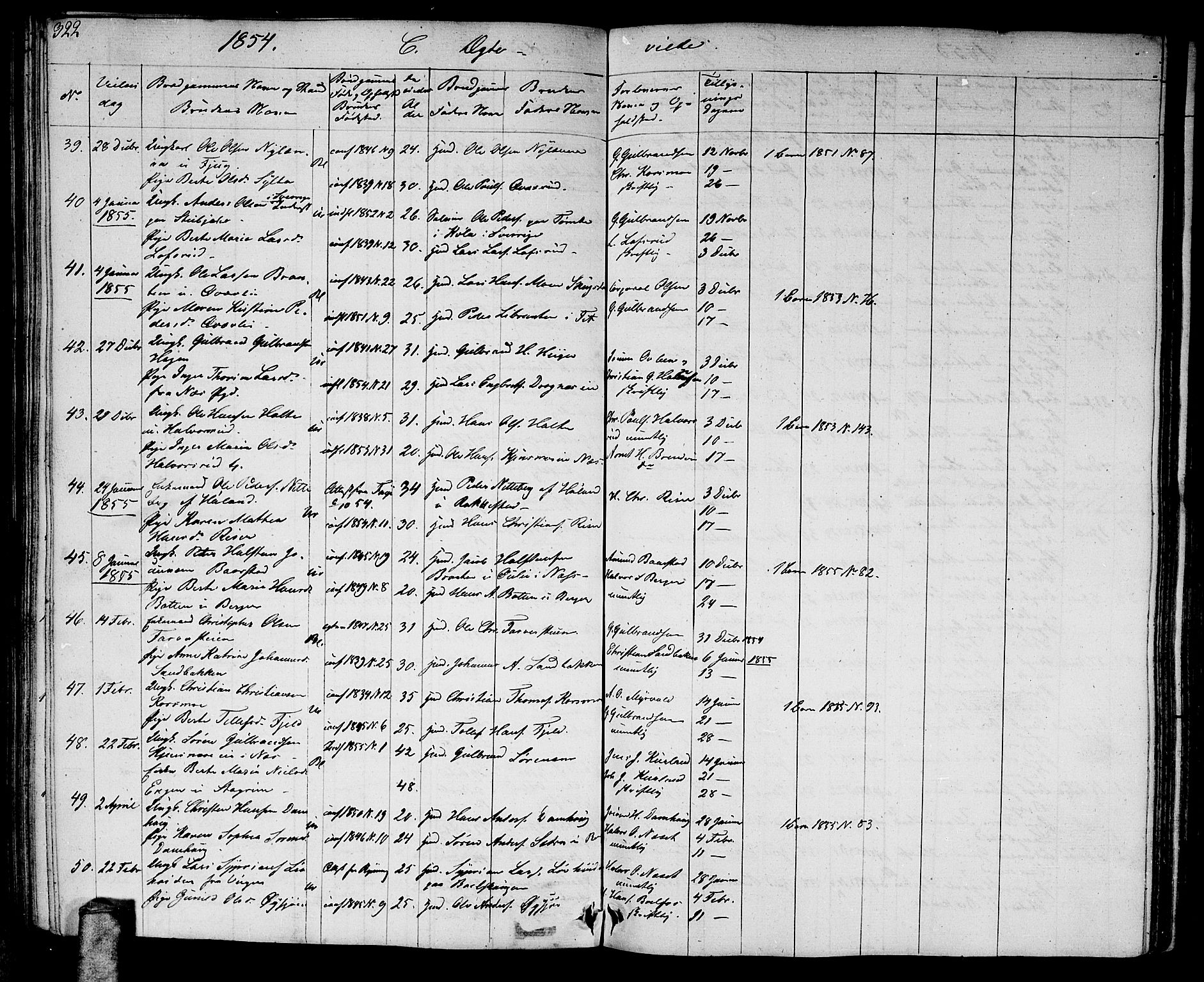 Aurskog prestekontor Kirkebøker, AV/SAO-A-10304a/G/Ga/L0002: Klokkerbok nr. I 2, 1829-1857, s. 322