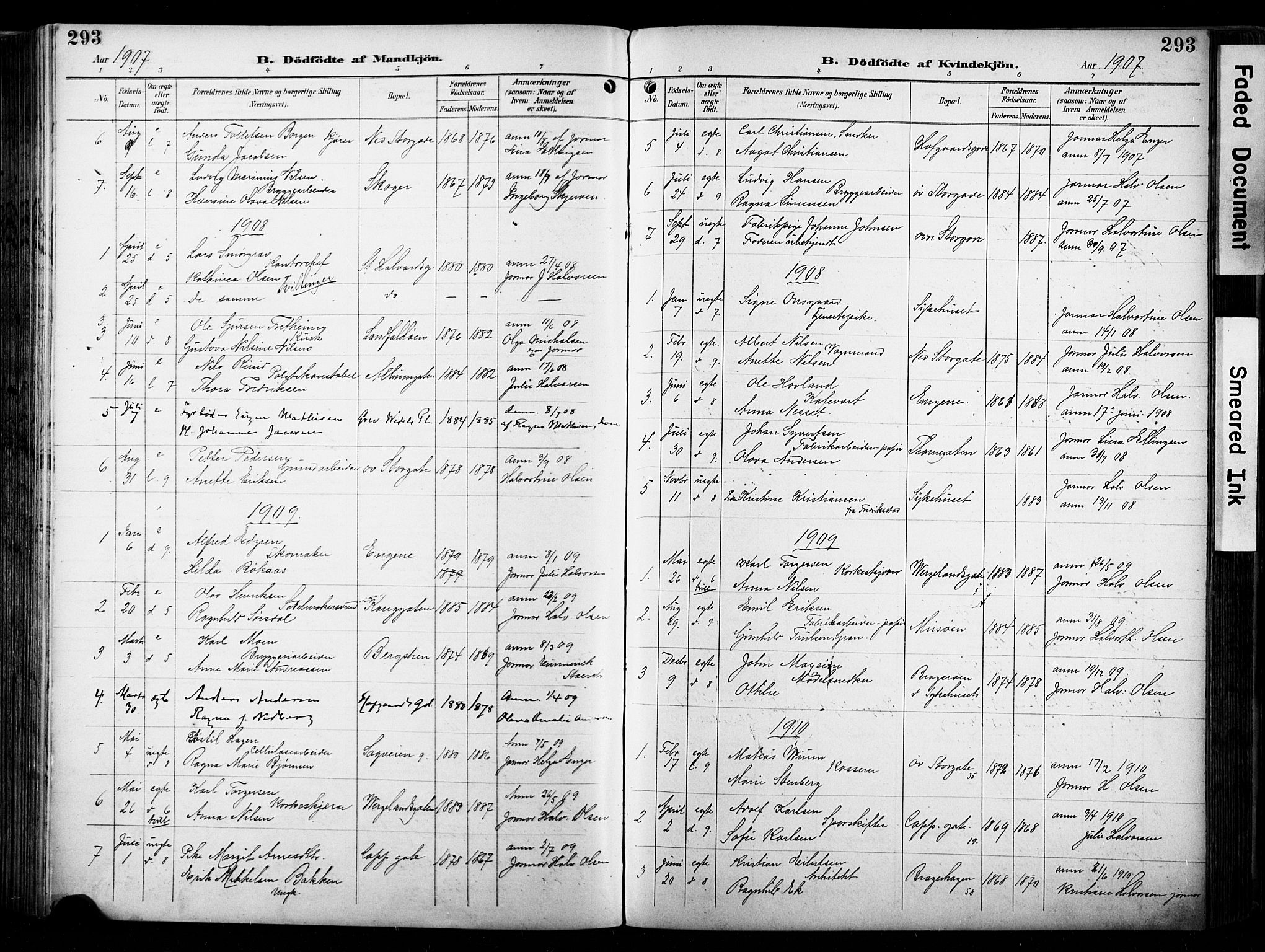 Bragernes kirkebøker, AV/SAKO-A-6/F/Fb/L0009: Ministerialbok nr. II 9, 1902-1911, s. 293