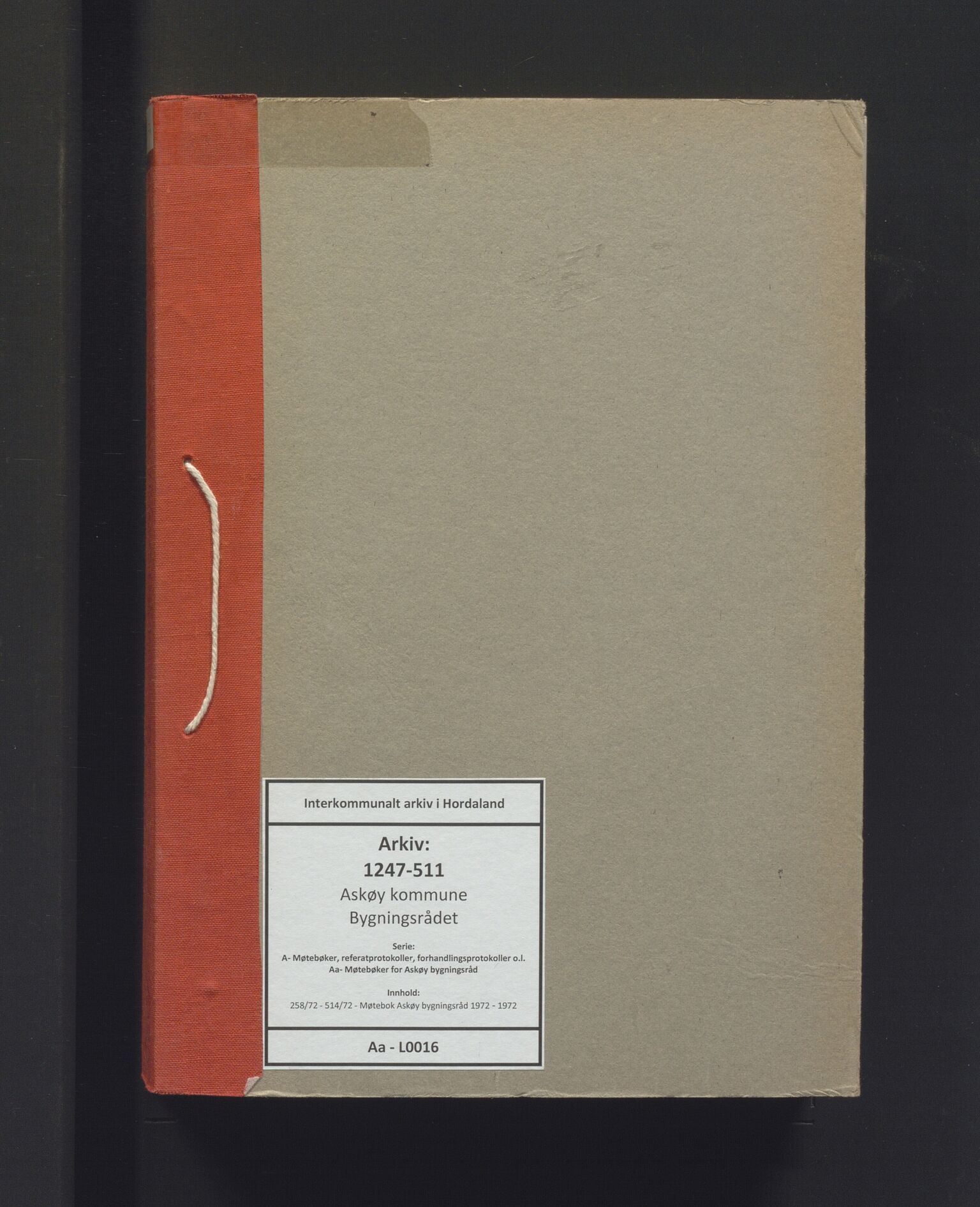 Askøy kommune. Bygningsrådet, IKAH/1247-511/A/Aa/L0016: Møtebok Askøy bygningsråd, 1972