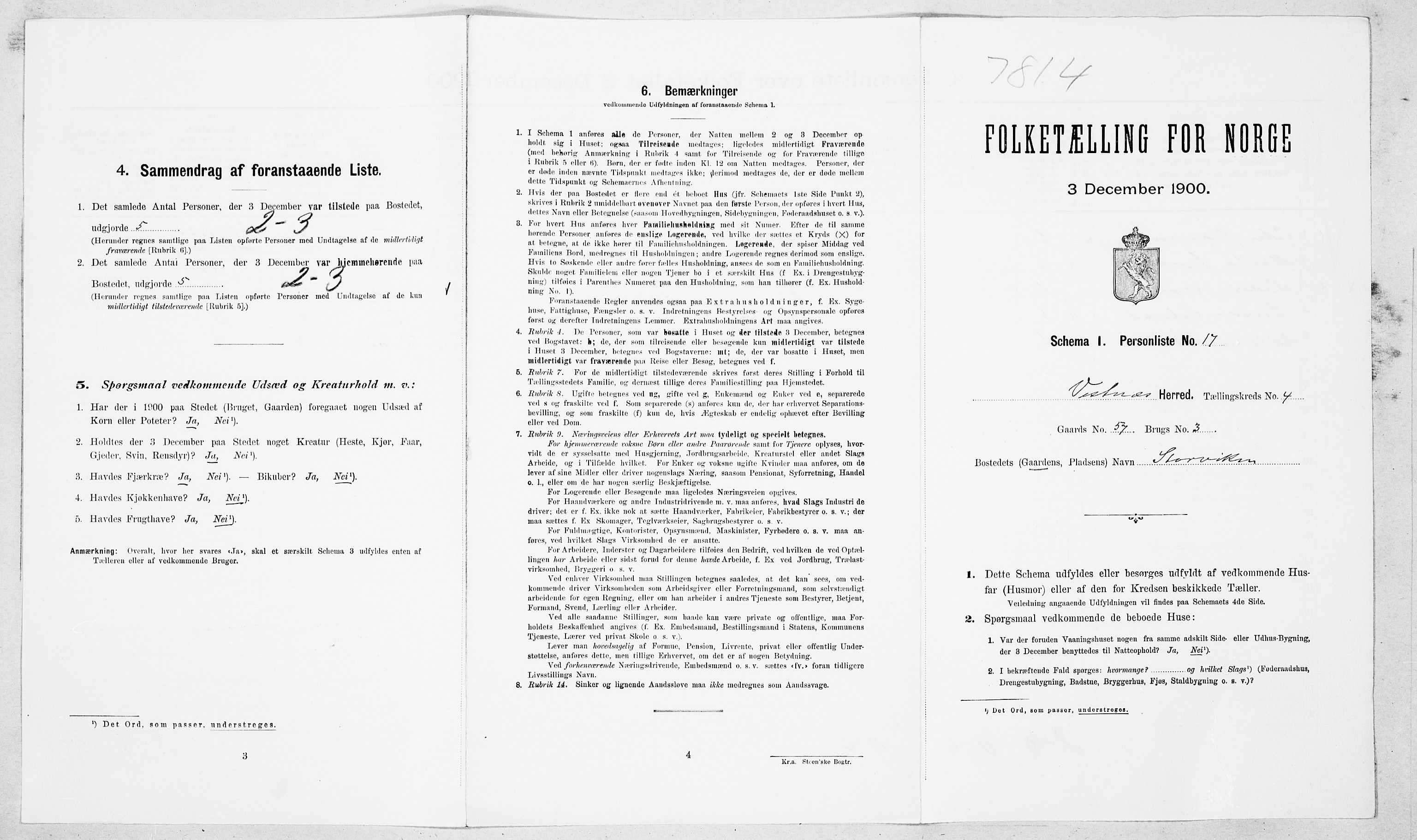 SAT, Folketelling 1900 for 1535 Vestnes herred, 1900, s. 483