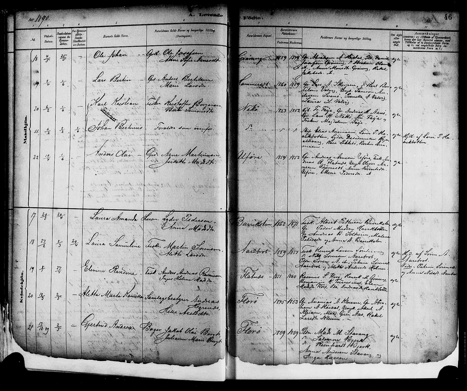 Kinn sokneprestembete, AV/SAB-A-80801/H/Hab/Haba/L0002: Klokkerbok nr. A 2, 1882-1906, s. 46