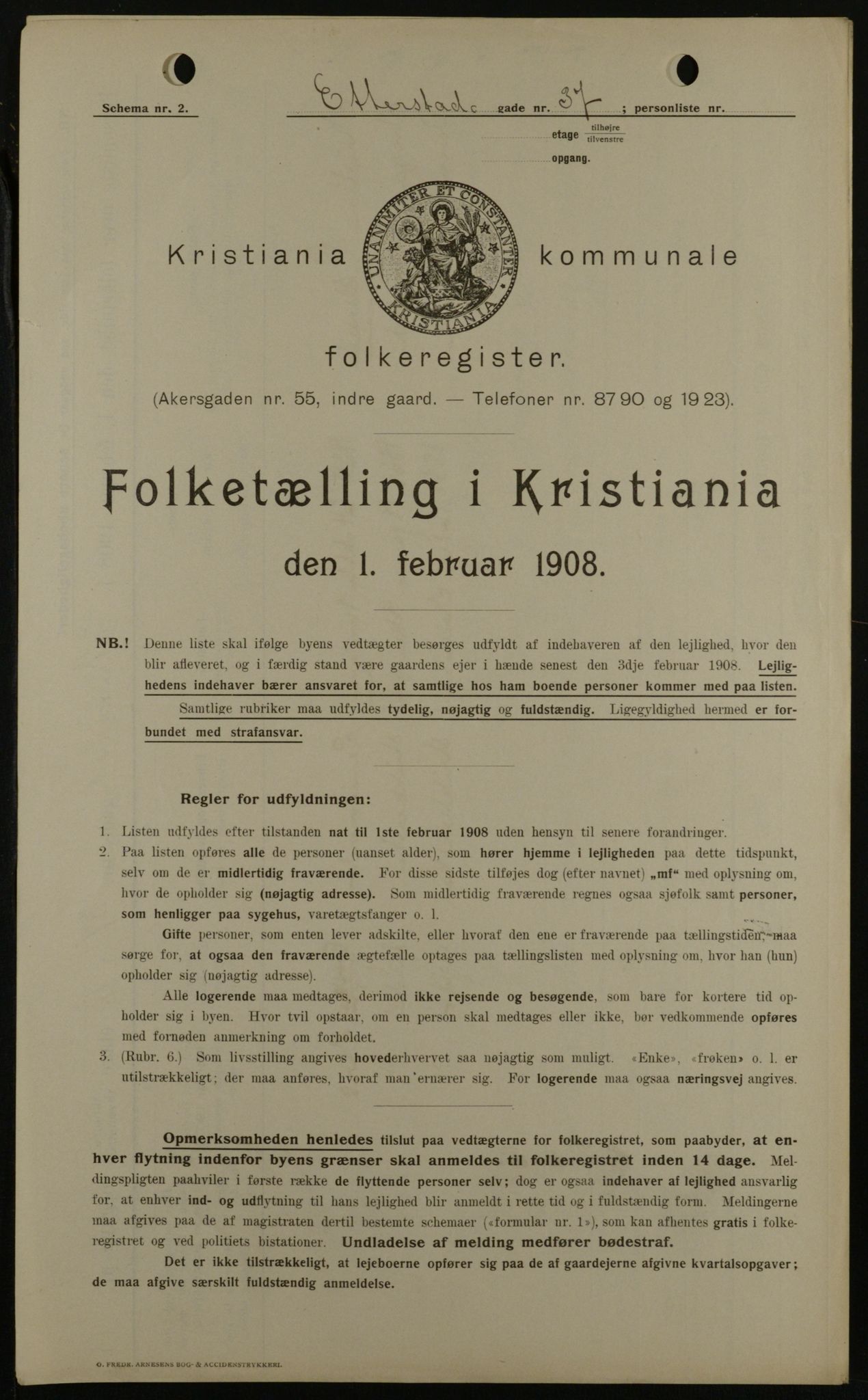 OBA, Kommunal folketelling 1.2.1908 for Kristiania kjøpstad, 1908, s. 20592