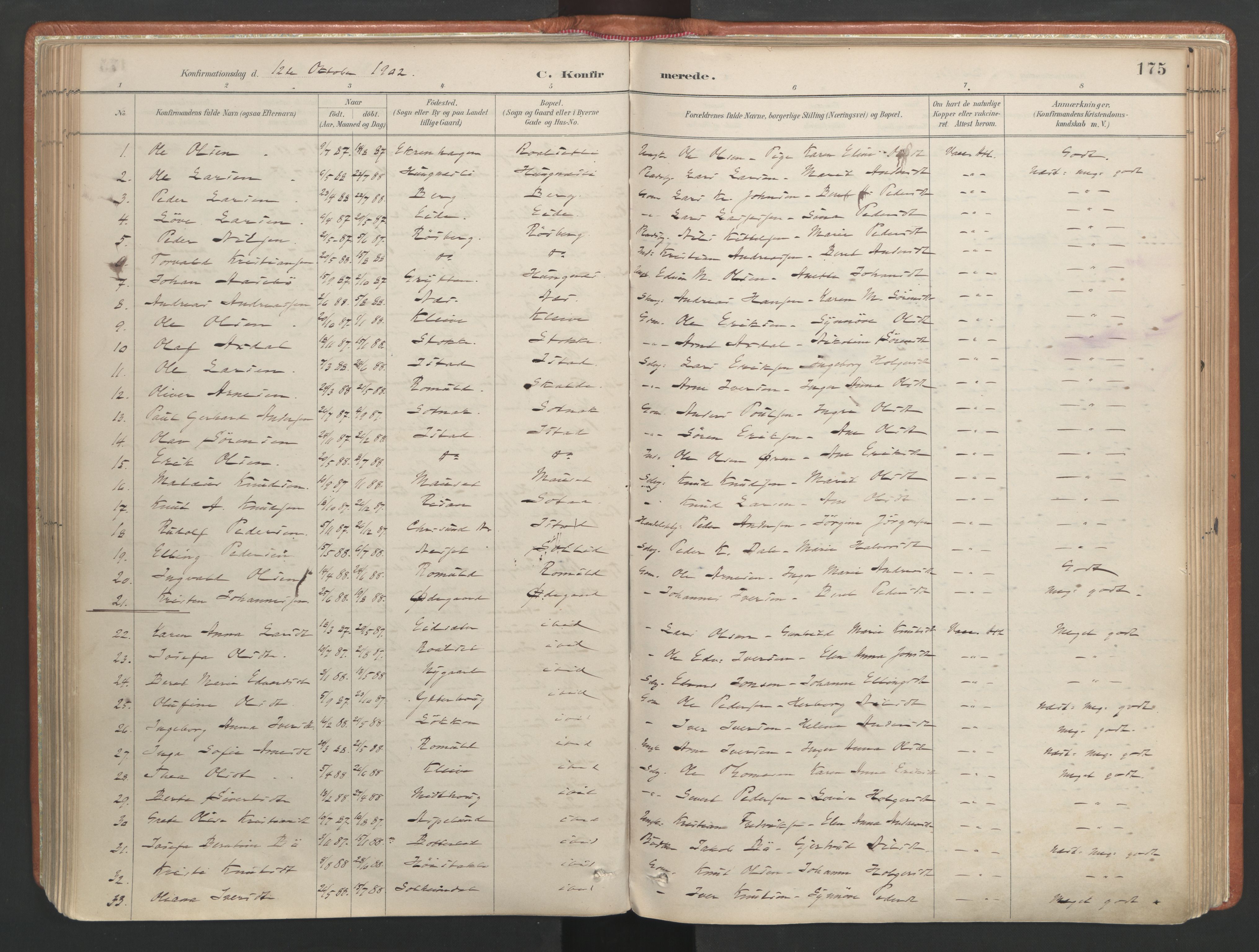Ministerialprotokoller, klokkerbøker og fødselsregistre - Møre og Romsdal, AV/SAT-A-1454/557/L0682: Ministerialbok nr. 557A04, 1887-1970, s. 175
