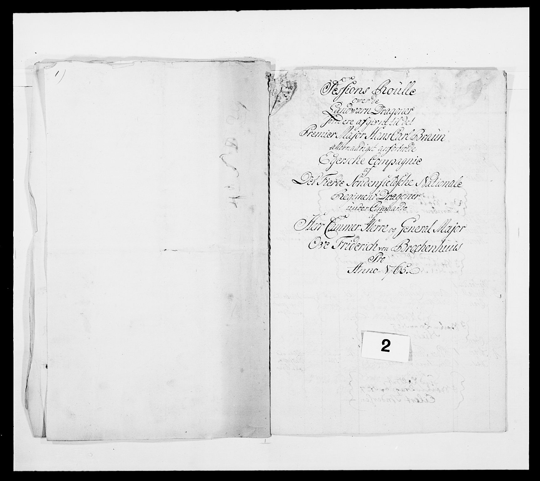 Kommanderende general (KG I) med Det norske krigsdirektorium, AV/RA-EA-5419/E/Ea/L0481: 4. Sønnafjelske dragonregiment, 1756-1765, s. 8