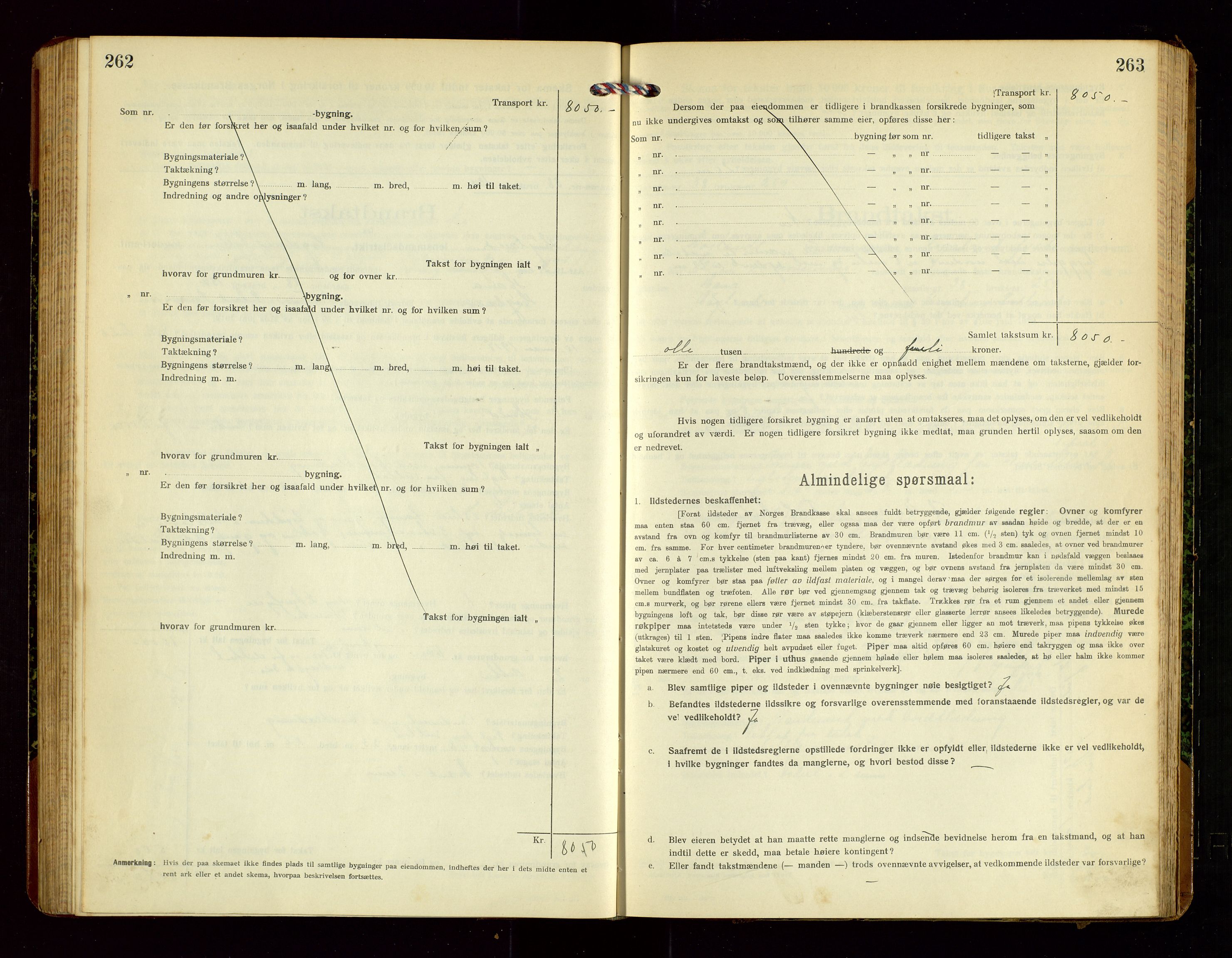 Høyland/Sandnes lensmannskontor, AV/SAST-A-100166/Gob/L0003: "Brandtakstprotokol", 1918-1924, s. 262-263