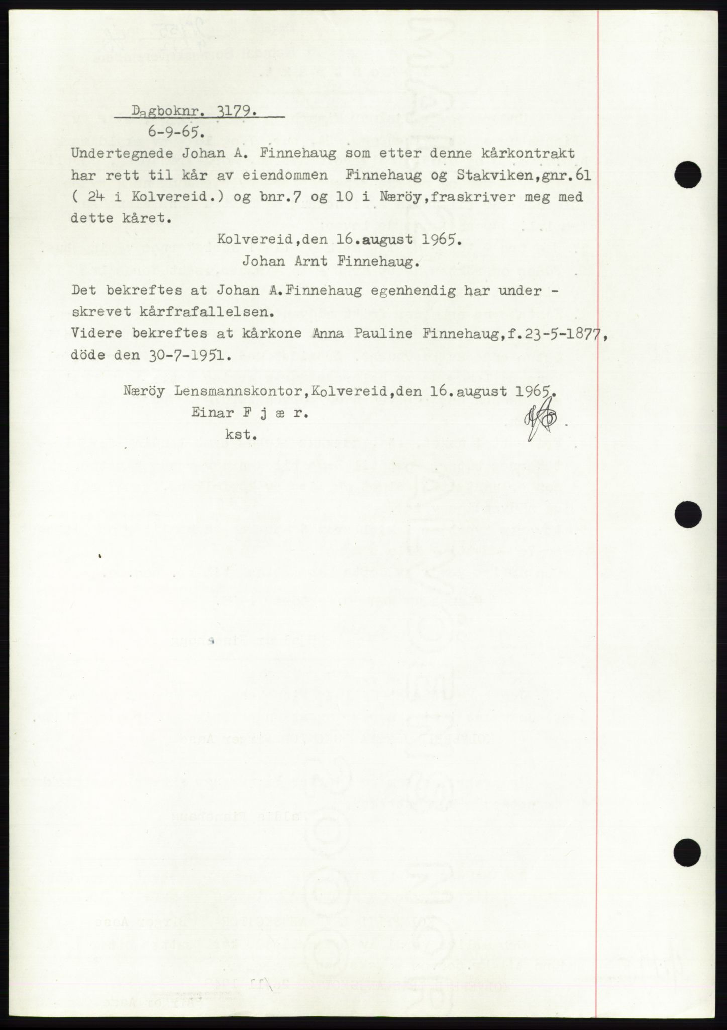 Namdal sorenskriveri, SAT/A-4133/1/2/2C: Pantebok nr. -, 1948-1948, Dagboknr: 3179/1948