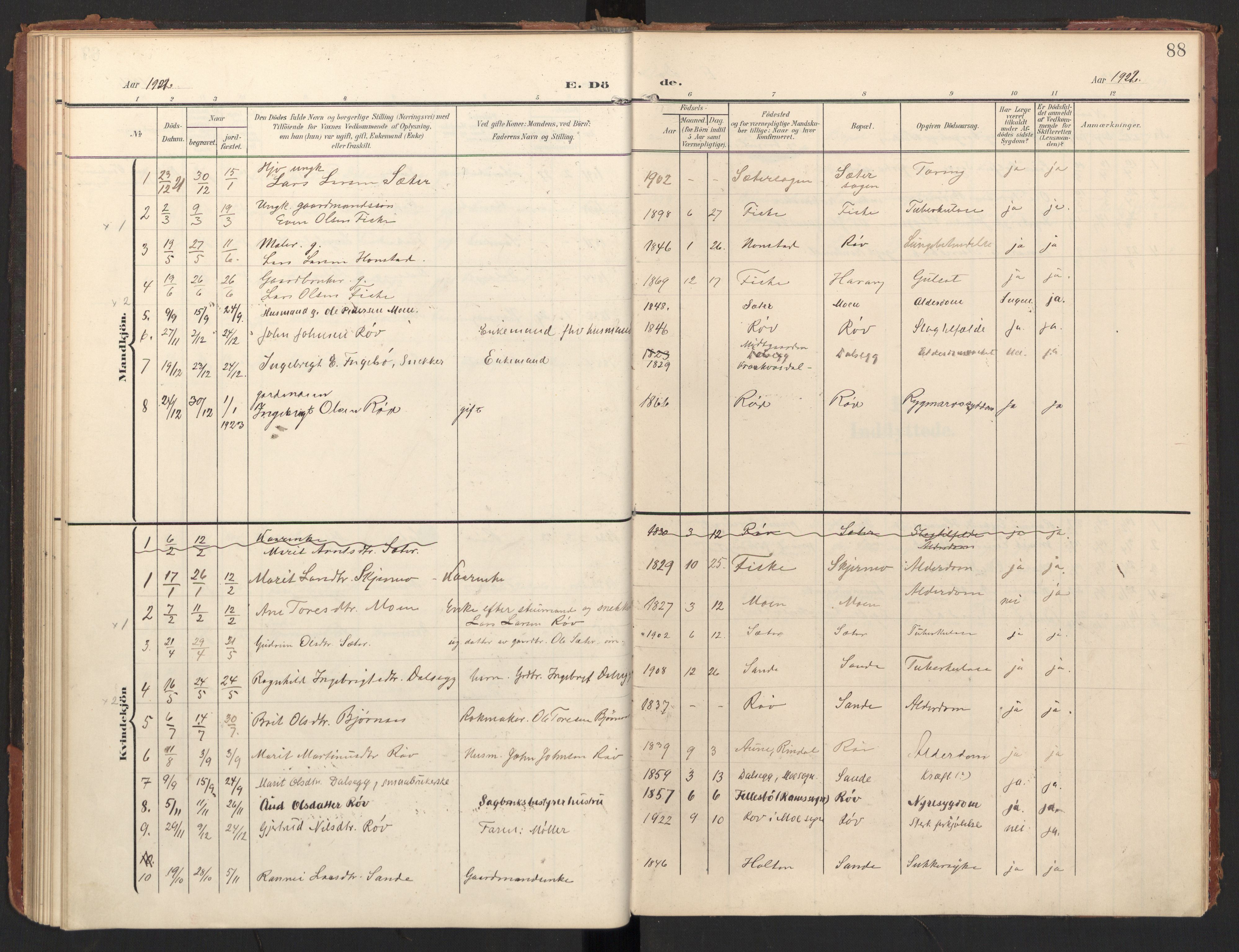 Ministerialprotokoller, klokkerbøker og fødselsregistre - Møre og Romsdal, SAT/A-1454/597/L1063: Ministerialbok nr. 597A02, 1905-1923, s. 88